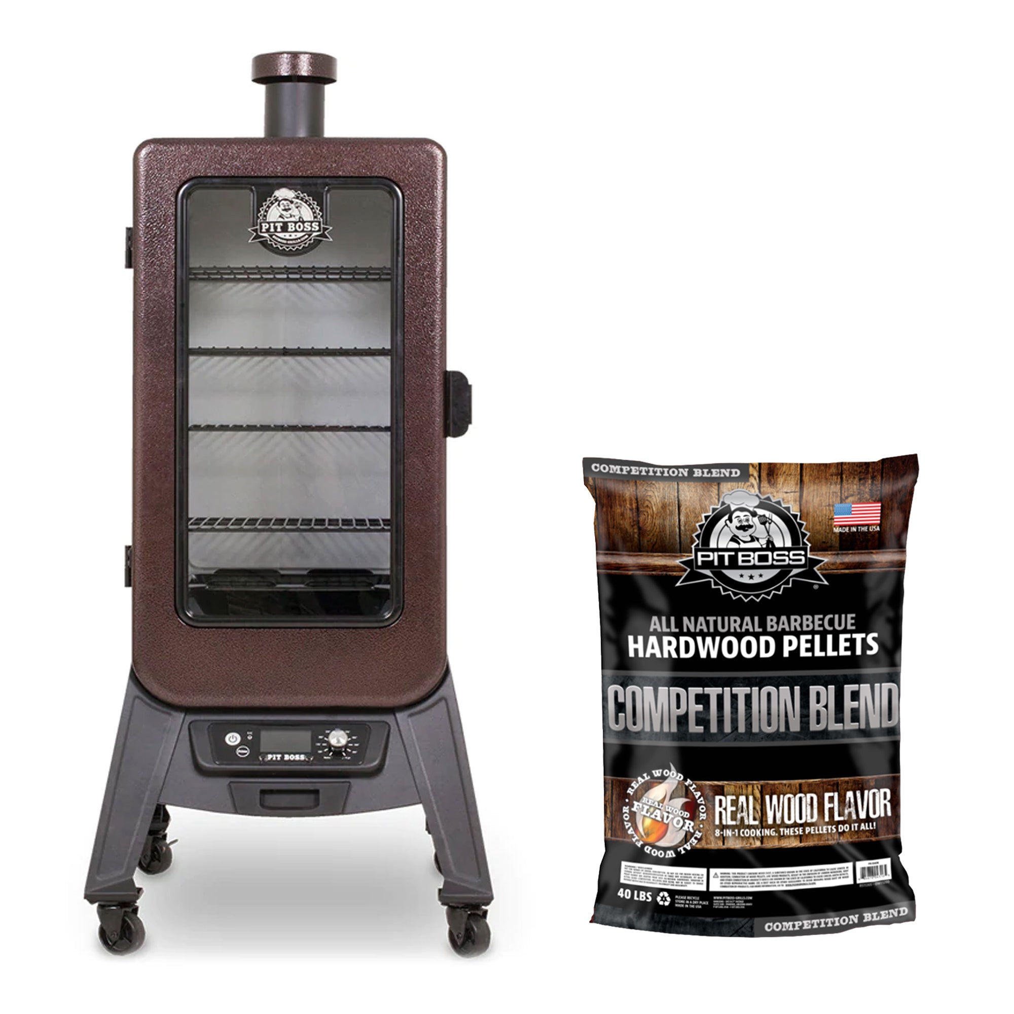 Pit Boss Copperhead 3 Series Wood Pellet Vertical Smoker & 40lb Bag Wood Pellets - VMInnovations