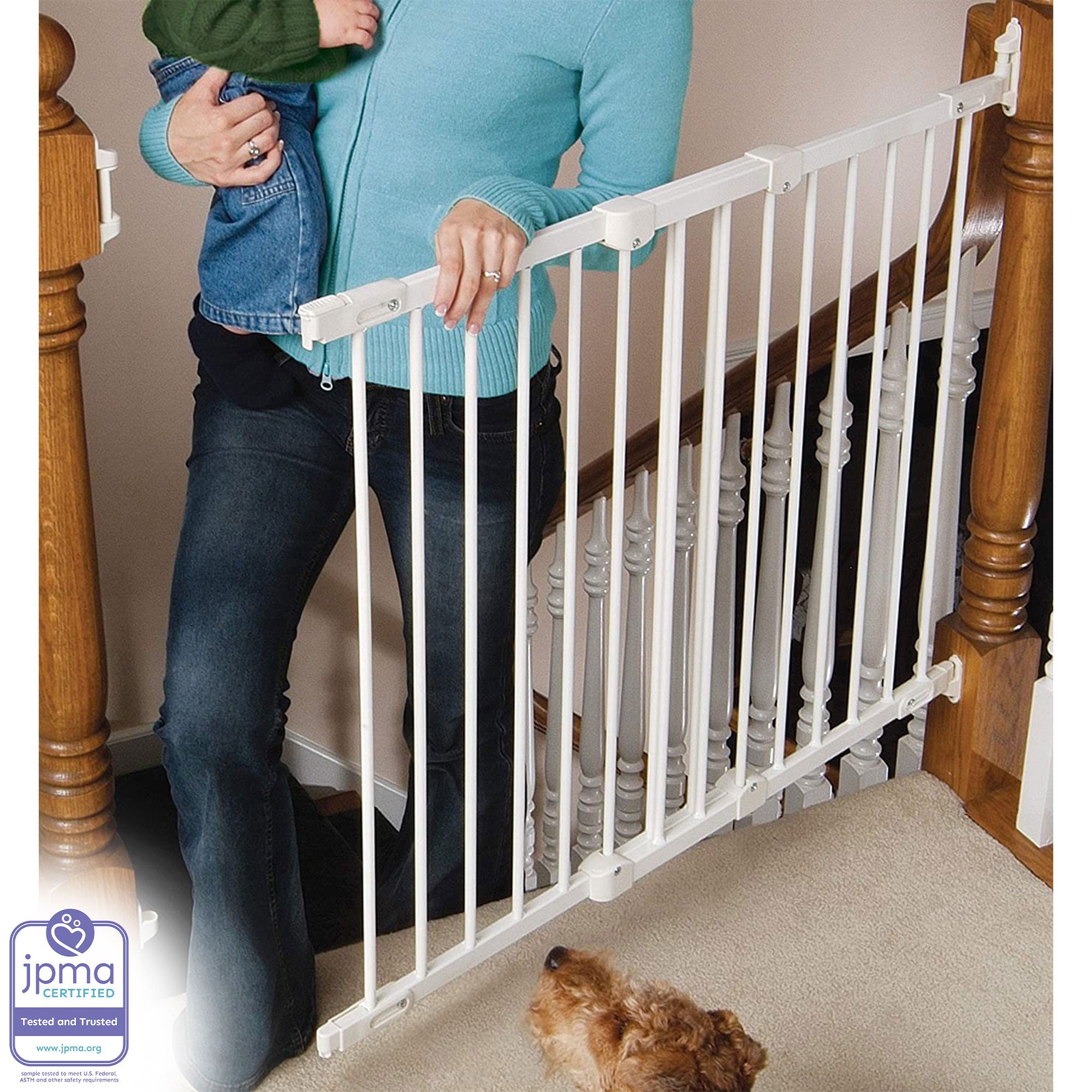 KidCo Angle Mount Safeway Stair Top Quick Release Baby Gate, 42.5x30.5 In, White - VMInnovations