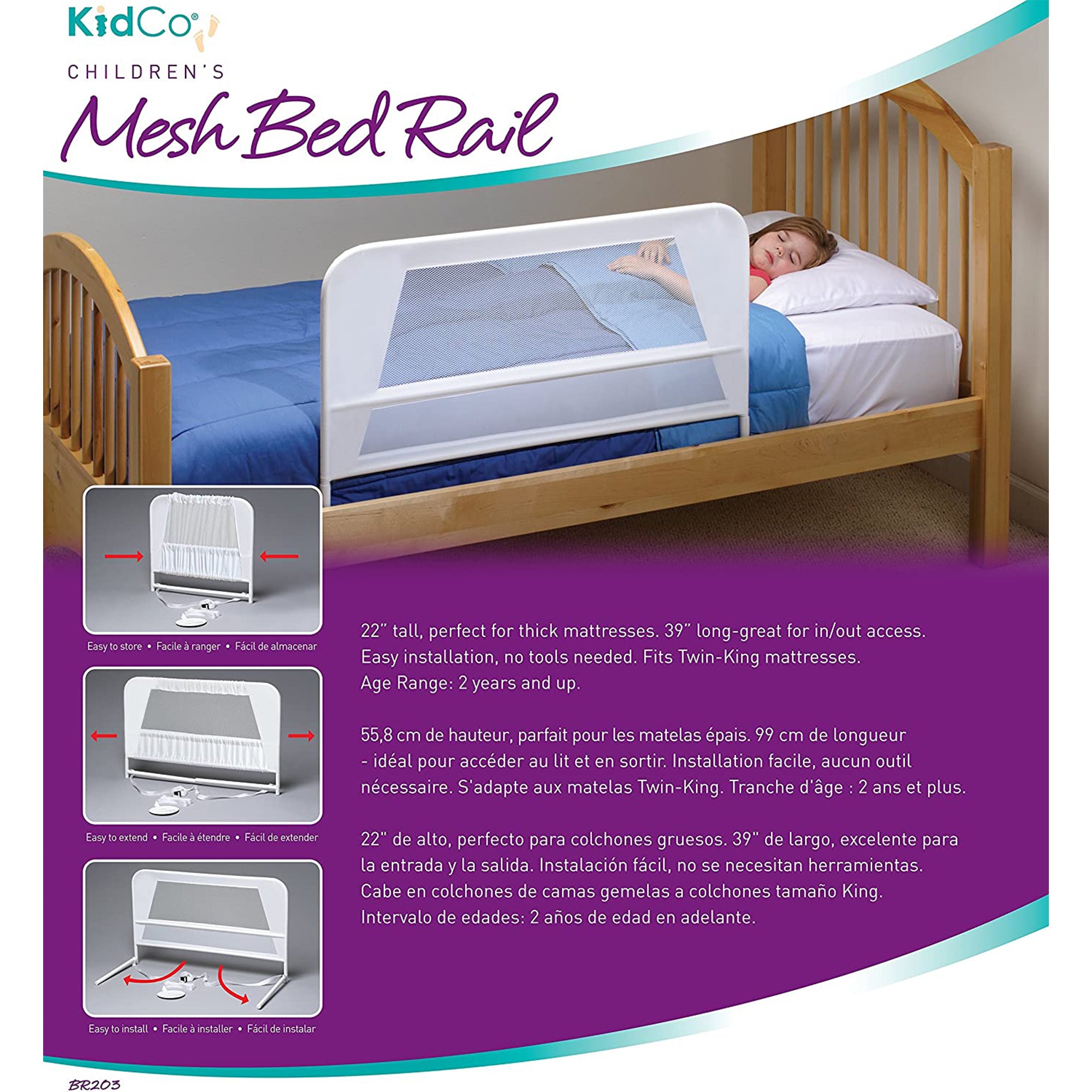 KidCo Toddler Mesh Bed Rail Telescopic Guards for Twin-King Mattress (Open Box) - VMInnovations
