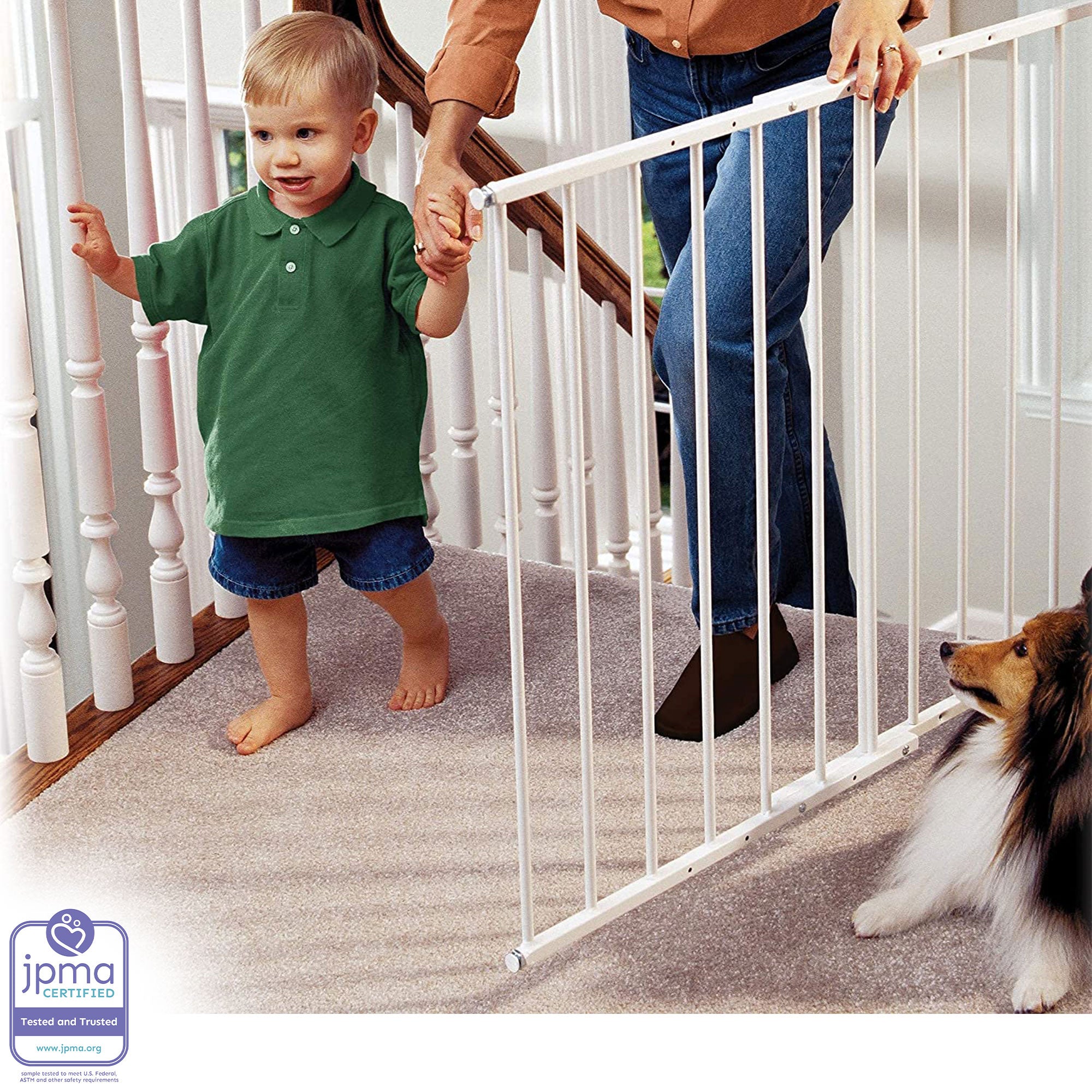 KidCo G2000 Safeway Top of Stairs Quick Release Baby Gate, 42.5 x 30.5 In, White - VMInnovations