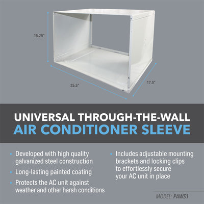 PerfectAire PAWS1 Thru the Wall Steel Air Conditioner Sleeve for 24 Inch Units