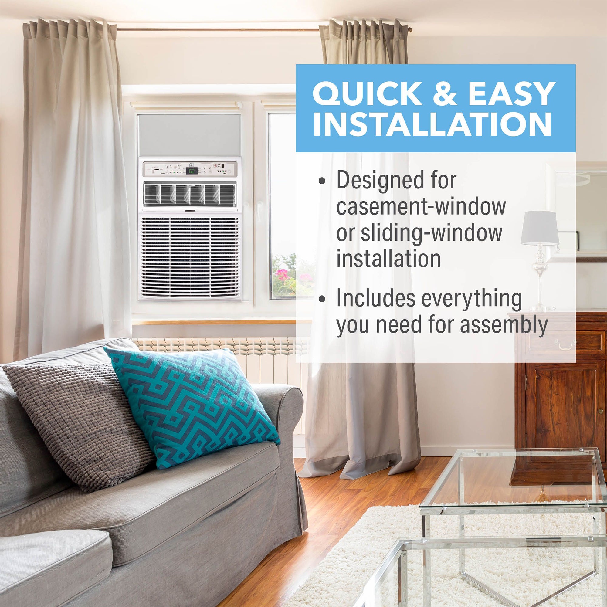 Perfect Aire 10,000 BTU Slider Air Conditioner w/ Remote, 450 Square Feet (Used)