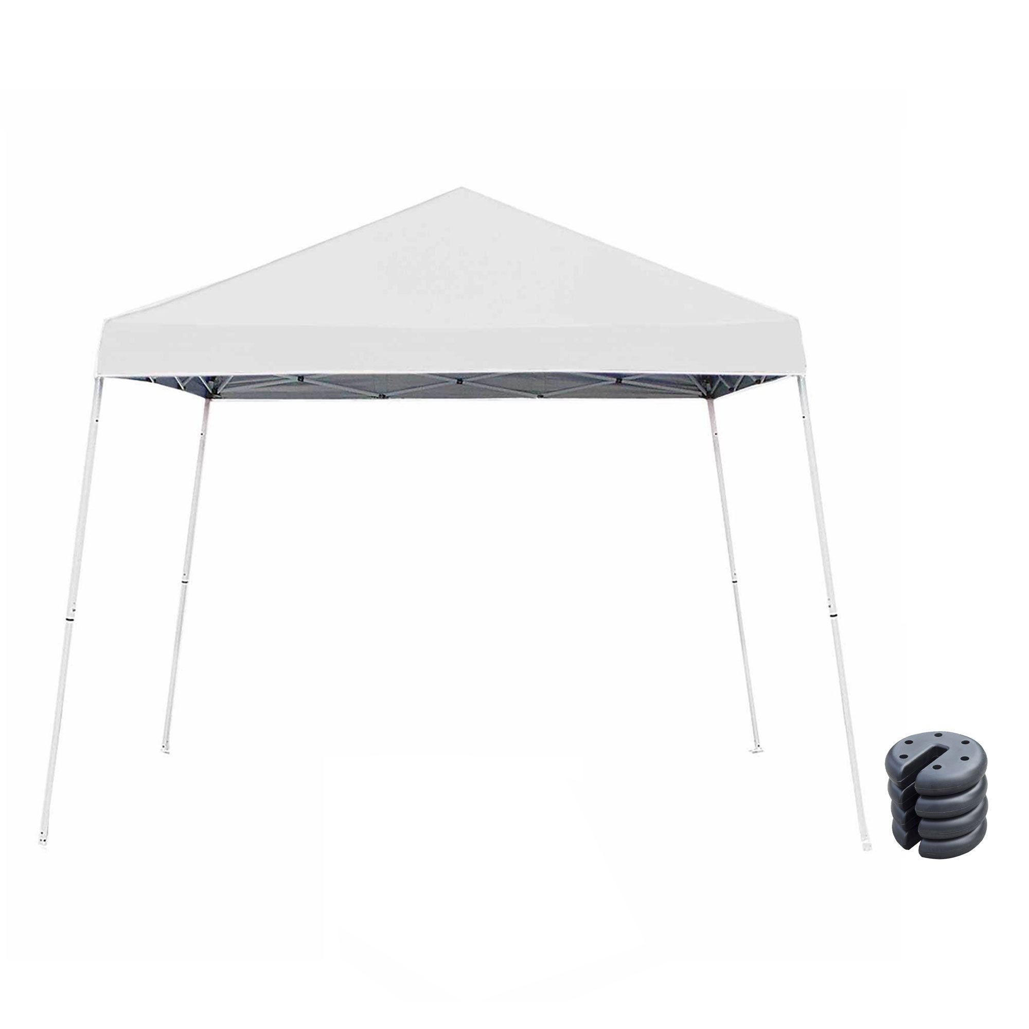 Z-Shade 10 x 10 Ft Push Button Instant Canopy, White & 5 Pound Weights, Set of 4