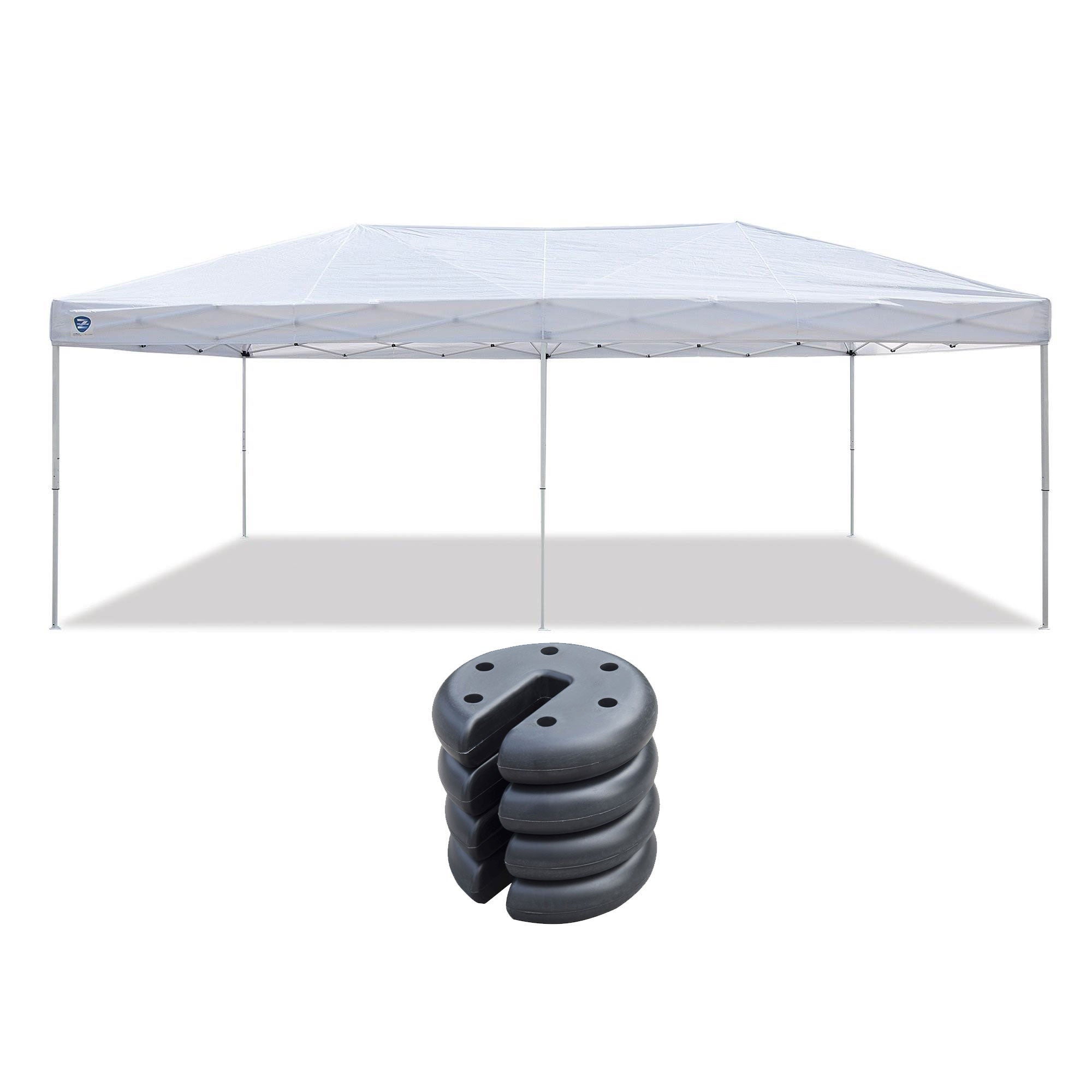 Z-Shade 20 x 10 Ft Push Button Instant Canopy, White & 5 Pound Weights, Set of 4