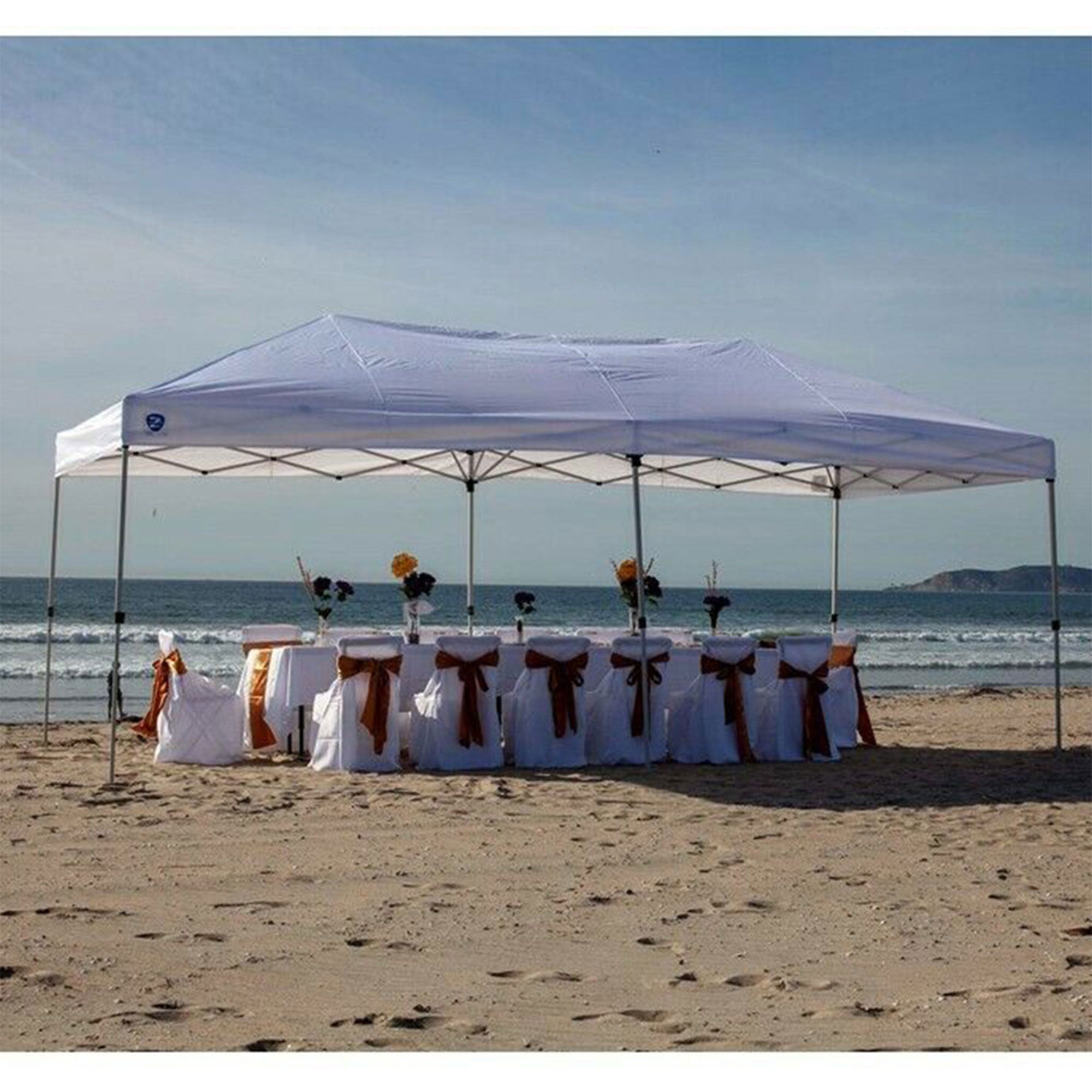 Z-Shade 20 by 10 Foot Instant Canopy Tent, White & 5 Pound Leg Weights, Set of 4
