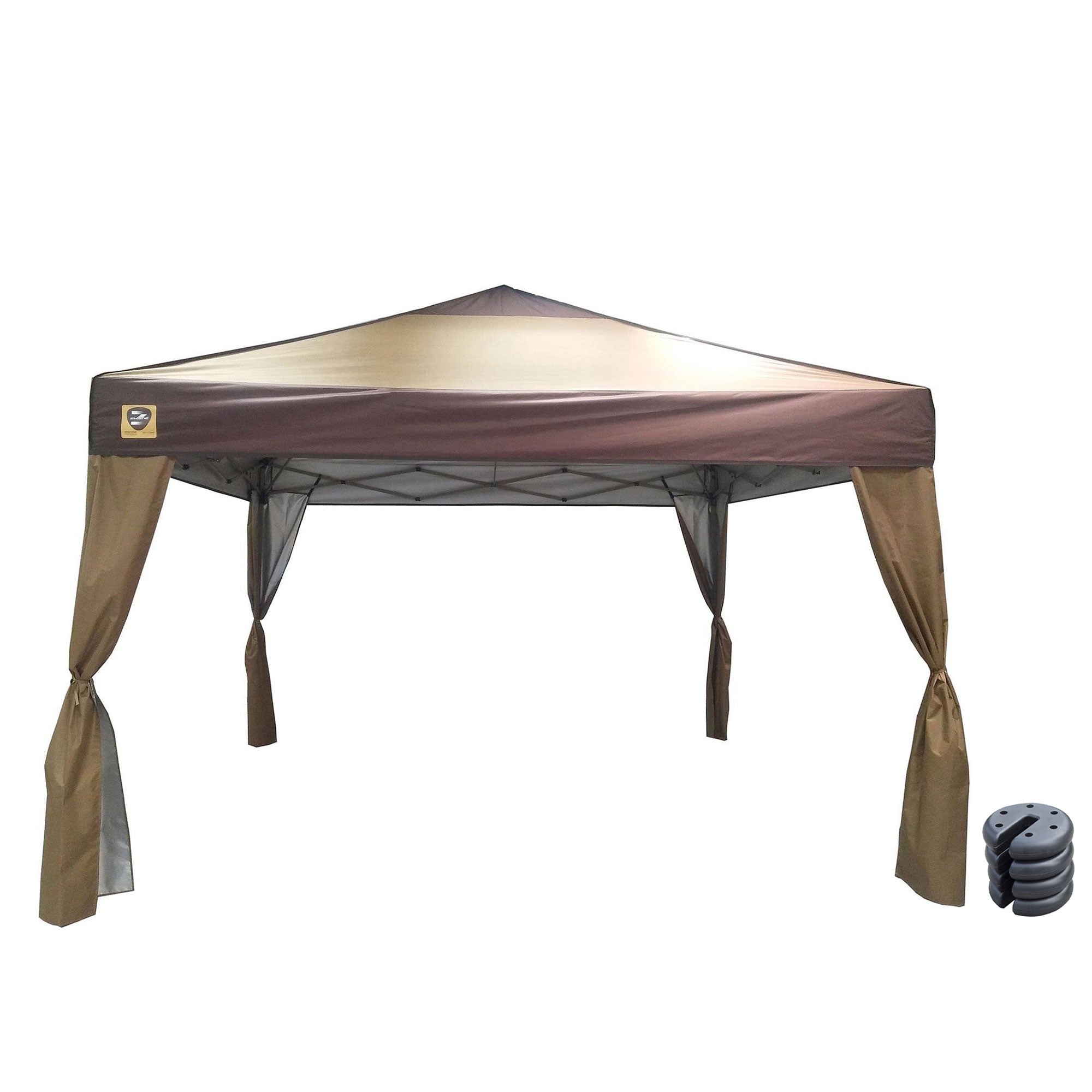 Z-Shade 10 x 10 Ft Portable Canopy w/ Skirts, Tan & 5 Lb Leg Weights, Set of 4