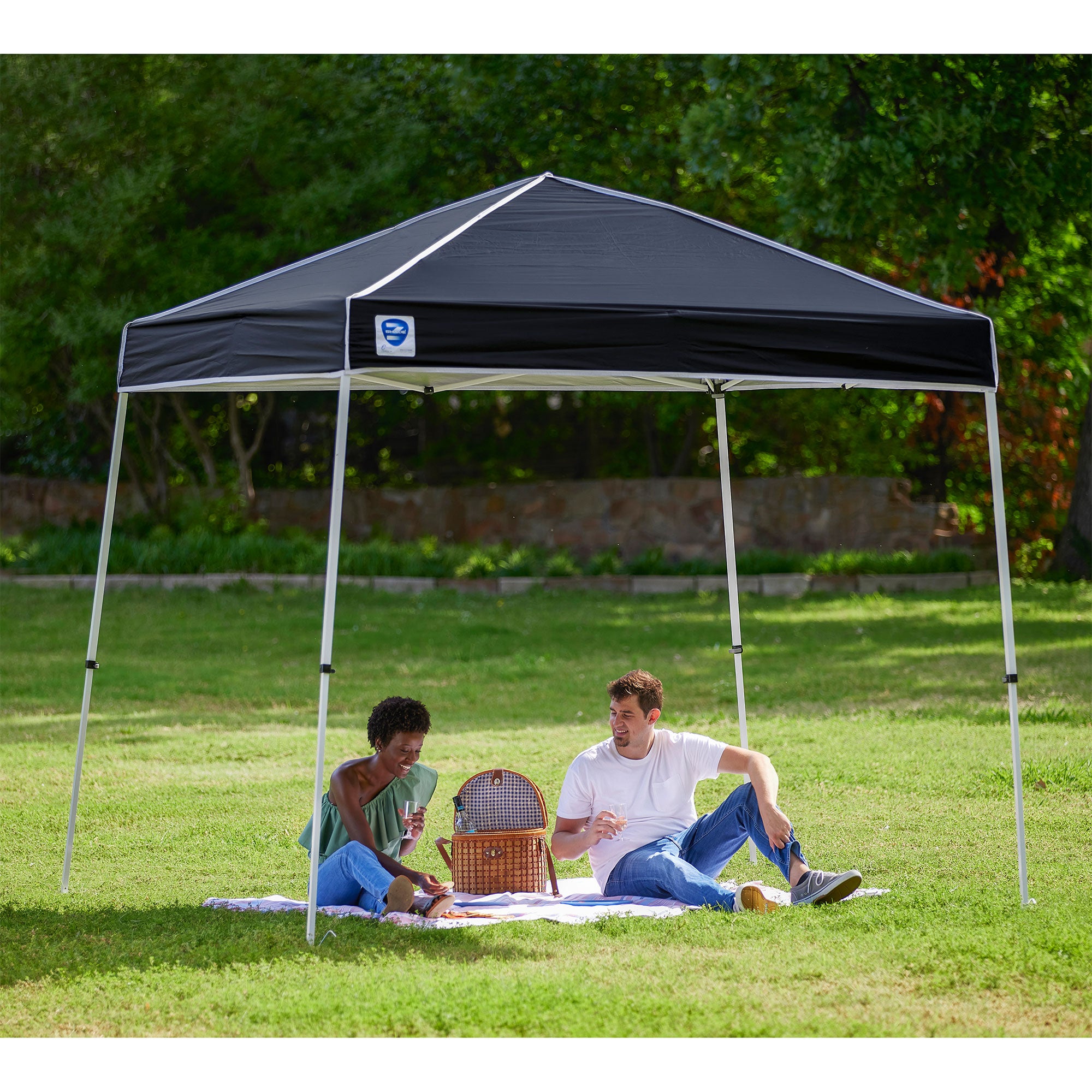 Z-Shade Push Button Angled Leg Tent with a 4 Pack of 5 Pound Leg Weights, Black