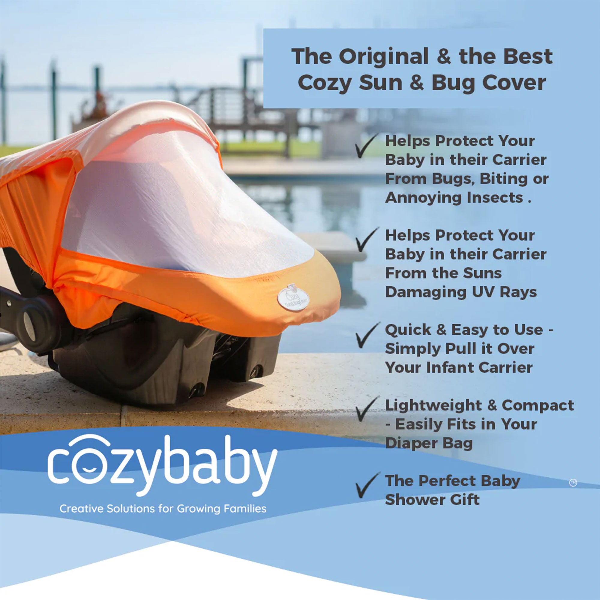 Lightweight Mesh Sun and Bug Infant Carrier Cover, (Open Box) - VMInnovations