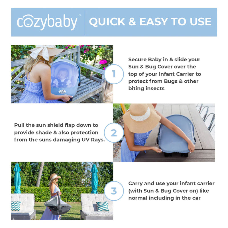 CozyBaby Lightweight Mesh Summer Sun and Bug Infant Carrier Cover (Open Box)