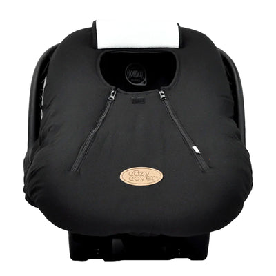 CozyBaby Infant Car Seat Travel Cover with Dual Zippers and Elastic Edge, Black