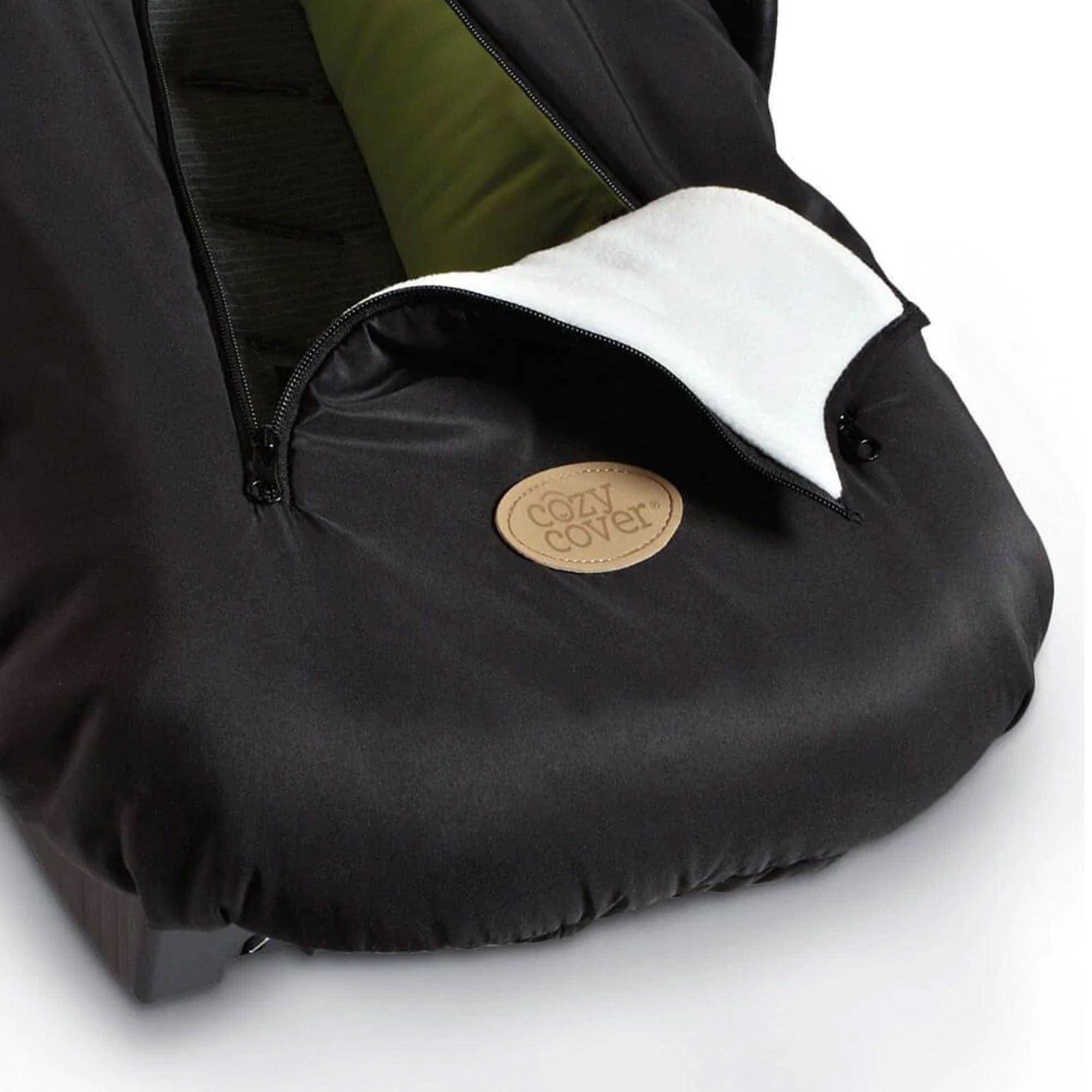CozyBaby Infant Car Seat Cover w/ Dual Zippers, Elastic Edge, Black (Used) - VMInnovations