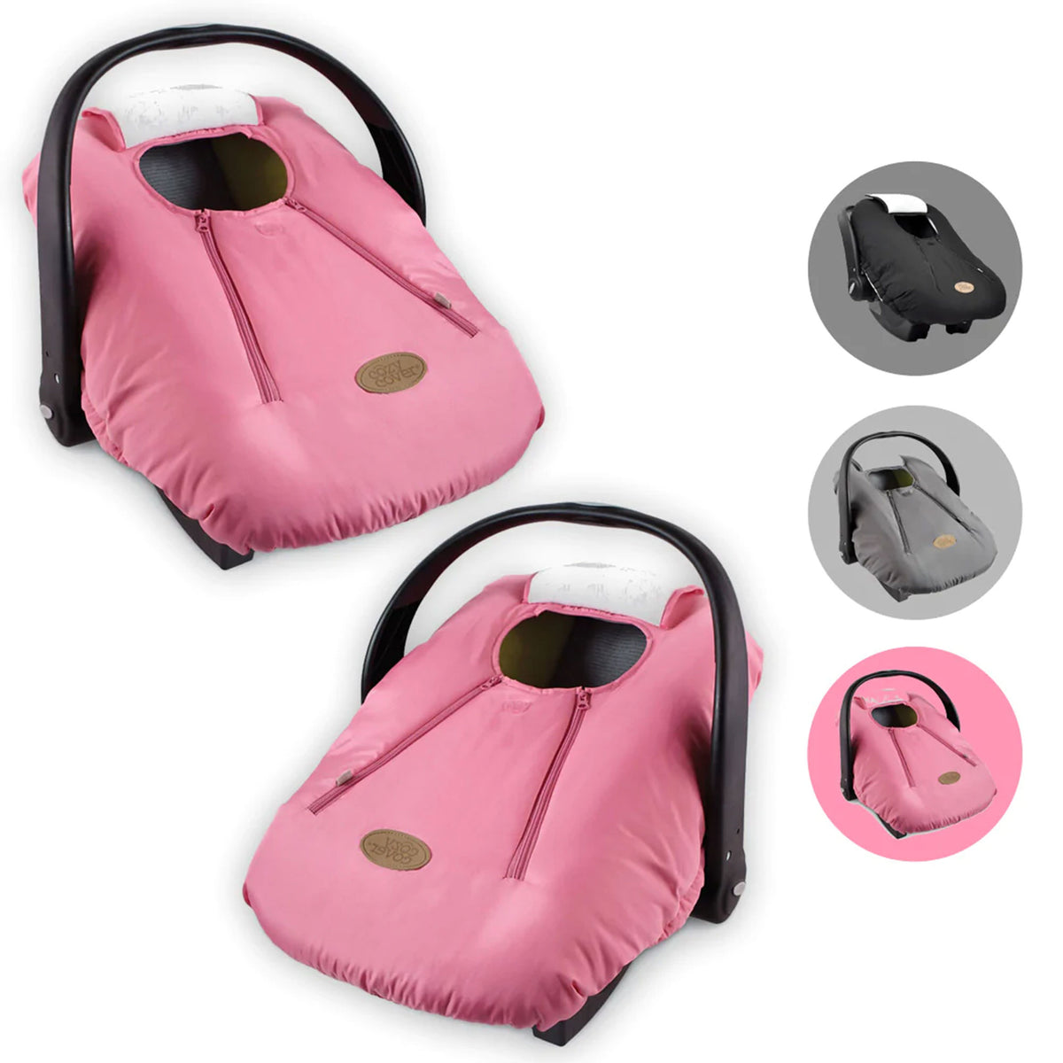 CozyBaby Original Infant Car Seat Cover with Dual Zippers and Elastic Edge, Pink