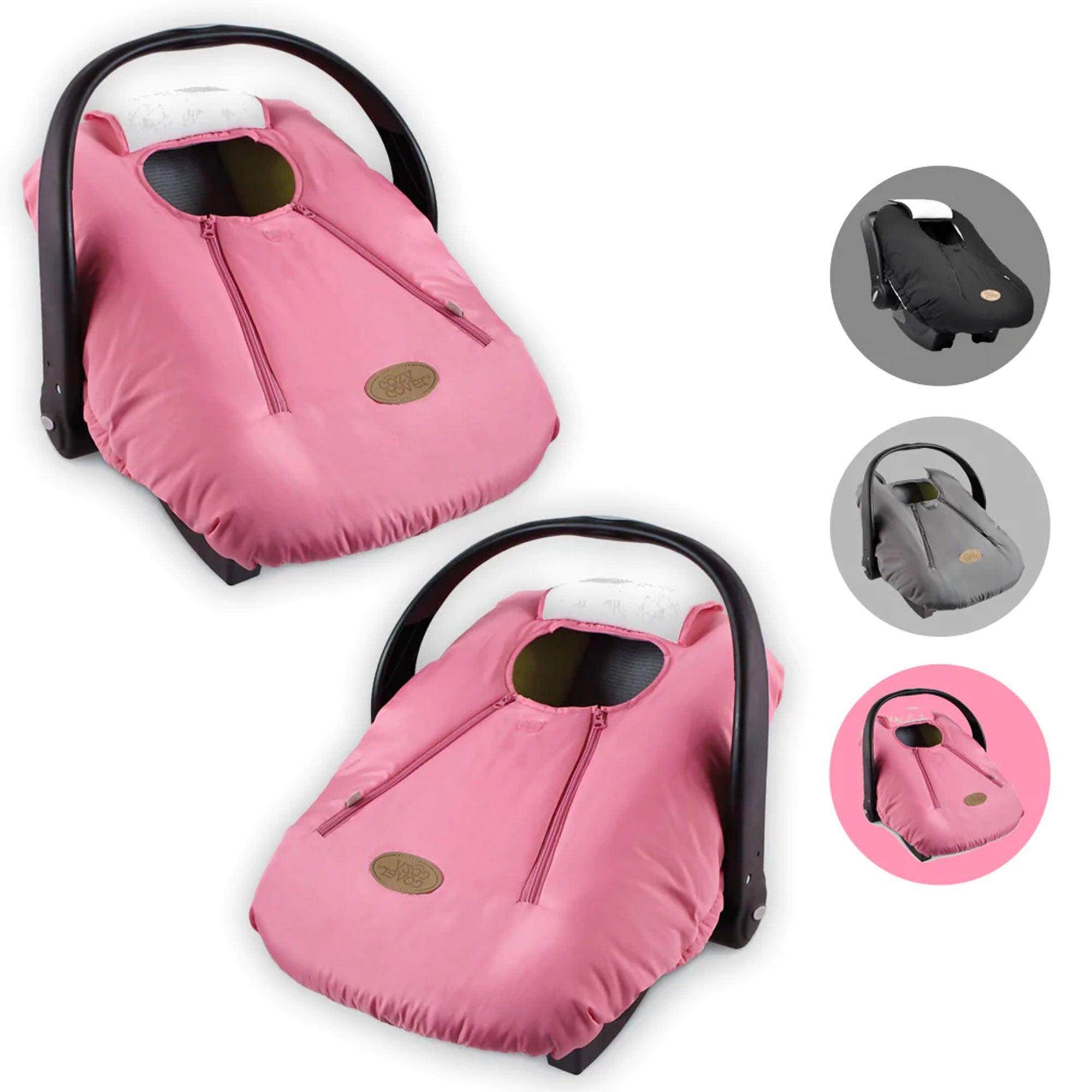 CozyBaby Original Infant Car Seat Cover with Dual Zippers and Elastic Edge, Pink - VMInnovations