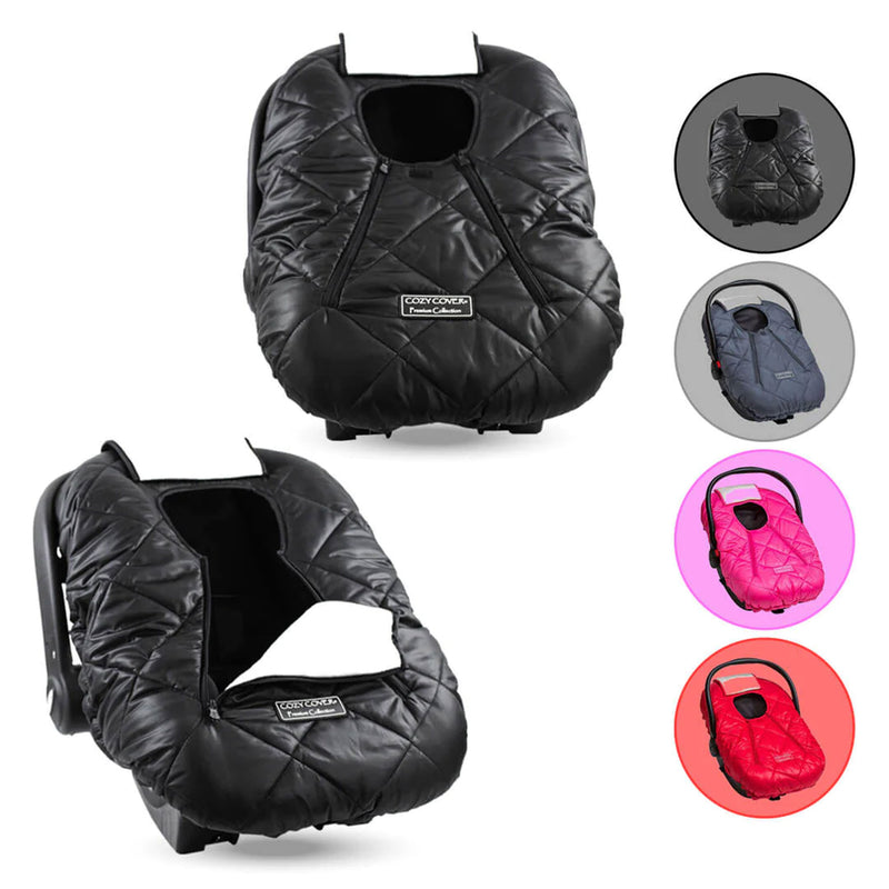CozyBaby Premium Infant Car Seat Cover with Dual Zippers & Elastic Edge, Black