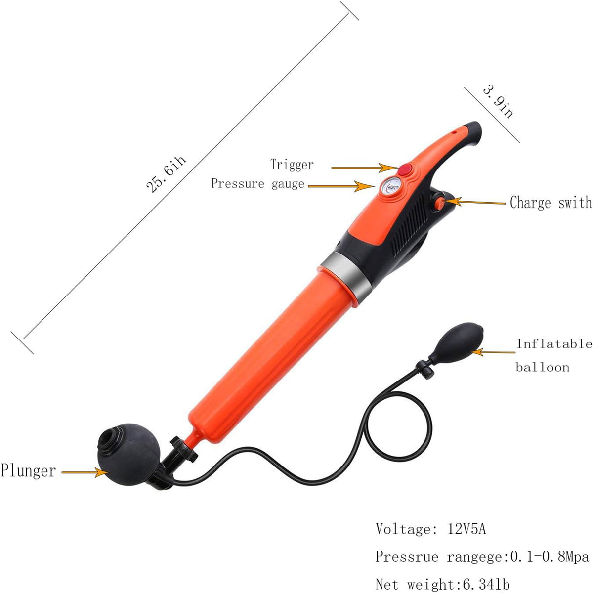 FEIYABDF Bathroom High Pressure Toilet Plunger for Unclogging Pipes (Open Box) - VMInnovations