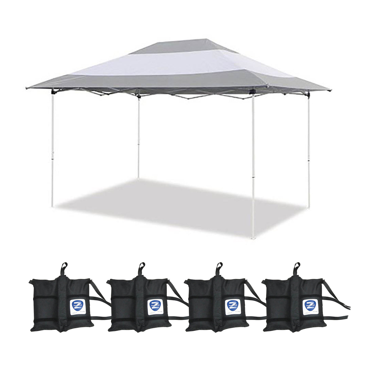 Z-Shade 14 x 10 Ft Outdoor Canopy and Wrap-Around Leg Weight Bags, Gray & White