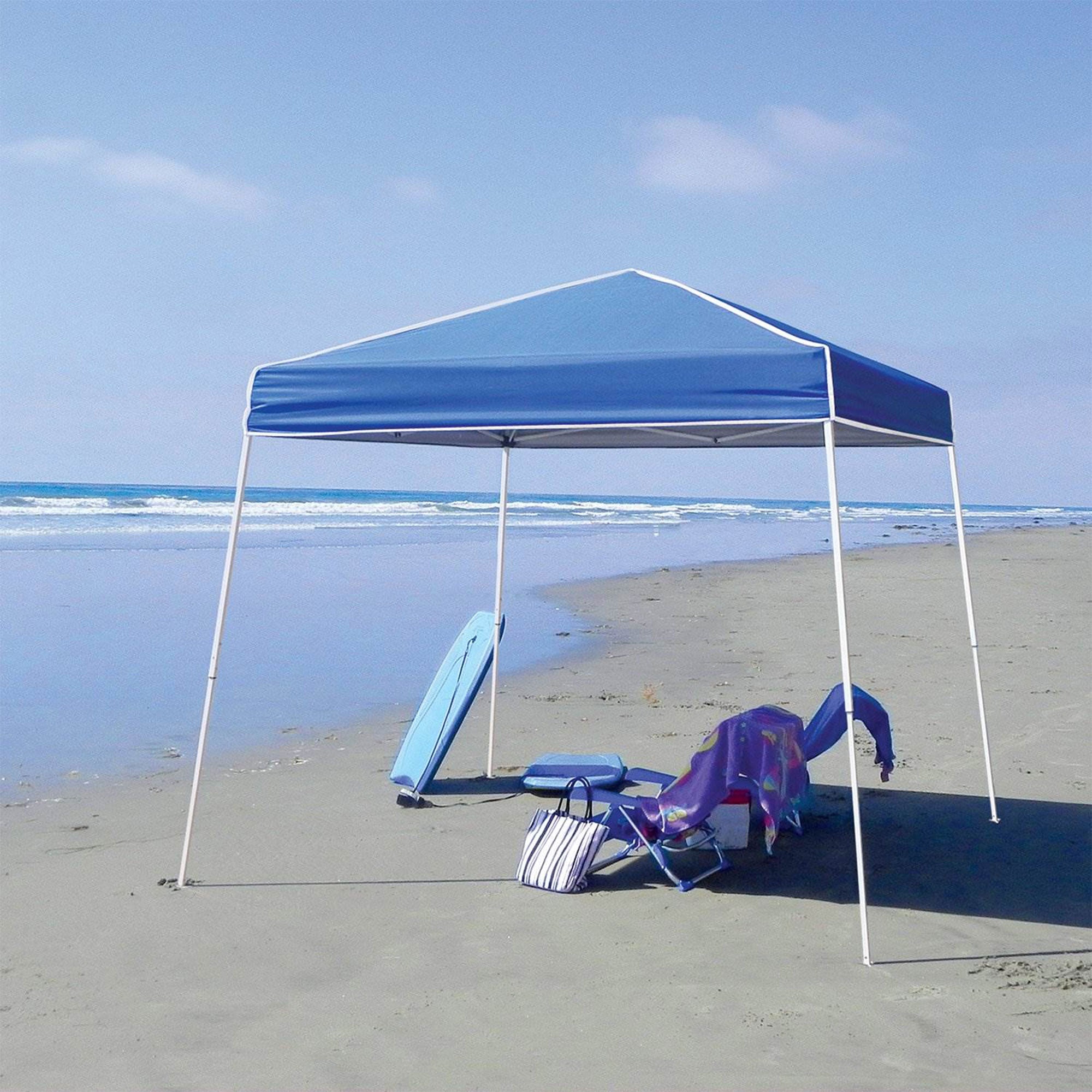 Z-Shade 10 x 10 Foot Angled Leg Tent w/ a 4 Pack of Heavy Duty Weight Bags, Blue