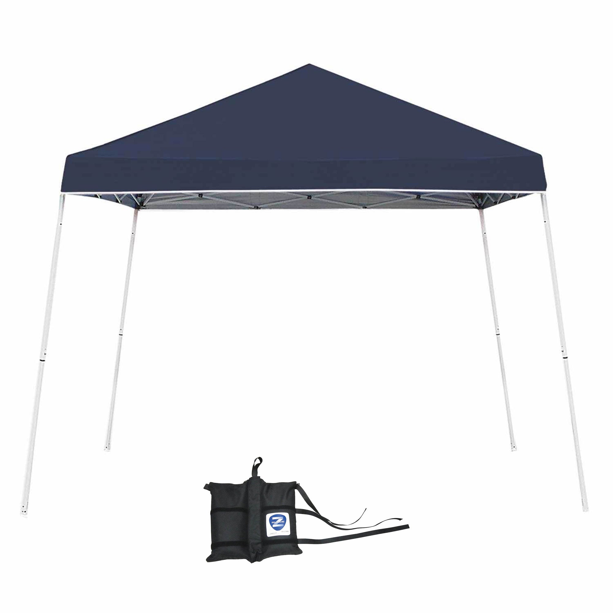 Z-Shade 10 x 10 Foot Angled Leg Tent w/ a 4 Pack of Heavy Duty Weight Bags, Navy