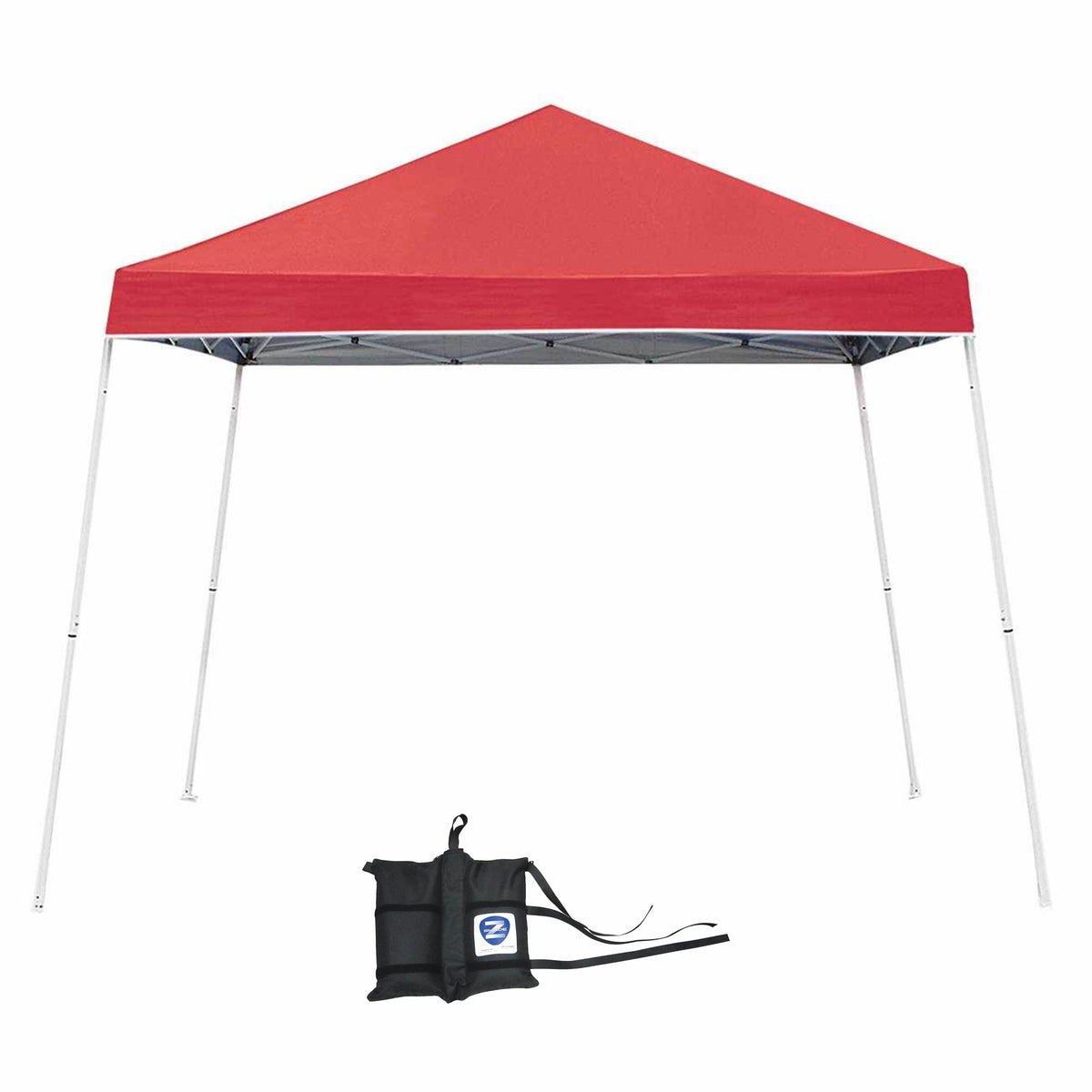 Z-Shade 10 x 10 Foot Angled Leg Tent w/ a 4 Pack of Heavy Duty Weight Bags, Red