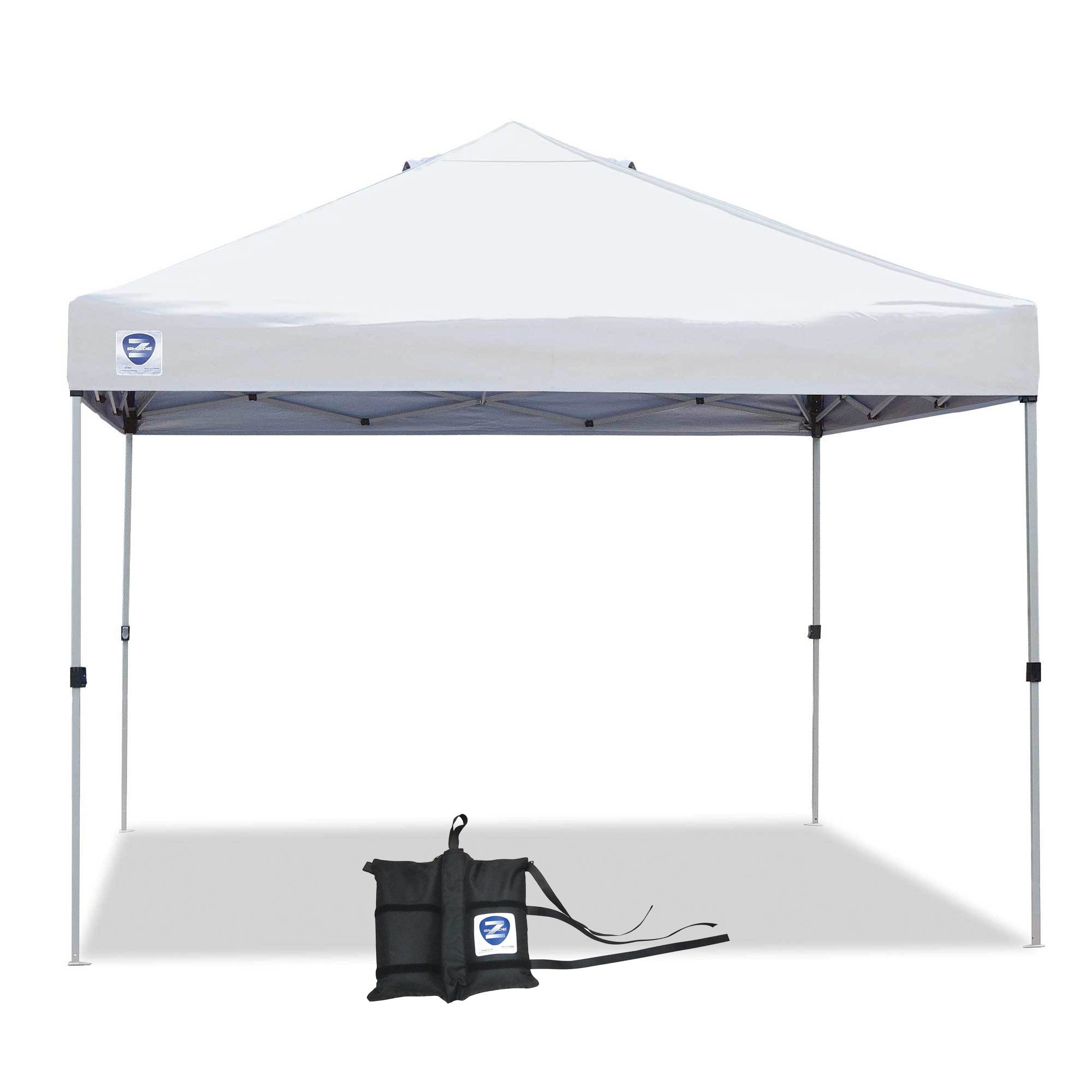 Z-Shade Straight Leg Canopy Tent w/ a 4 Pack of Wrap Around Weight Bags, White