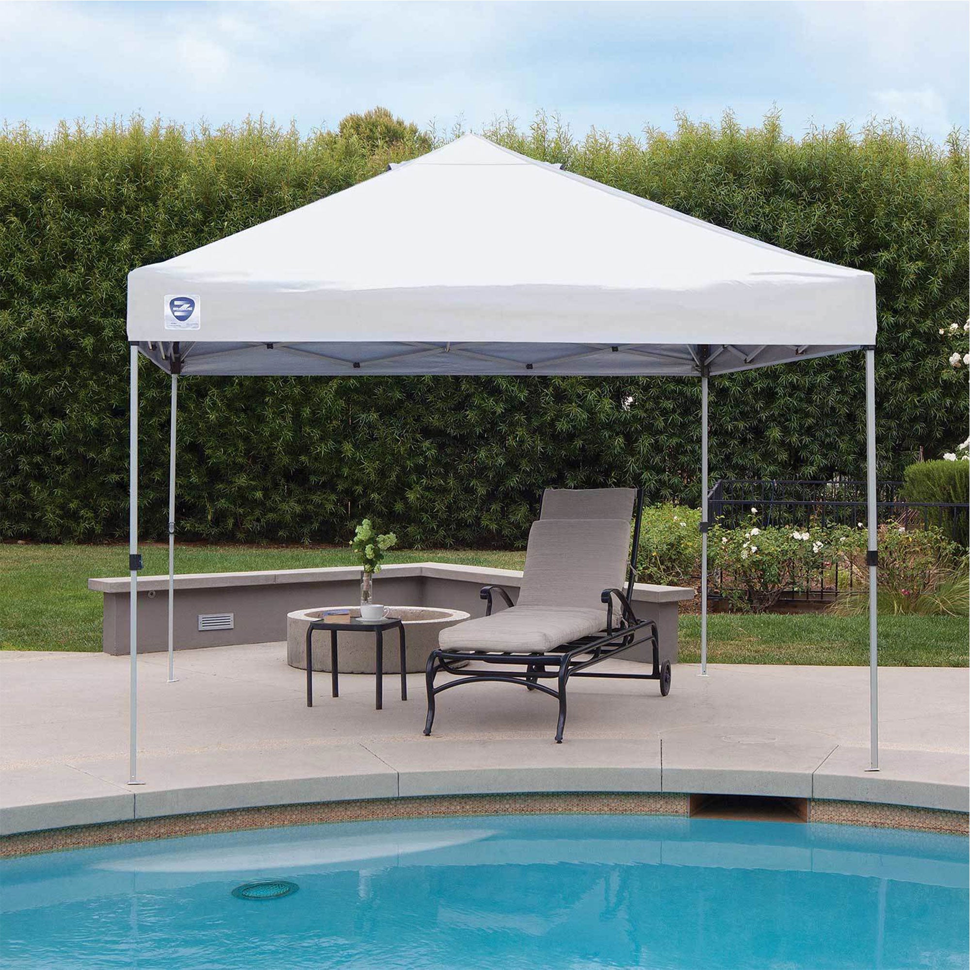 Z-Shade Straight Leg Canopy Tent w/ a 4 Pack of Wrap Around Weight Bags, White