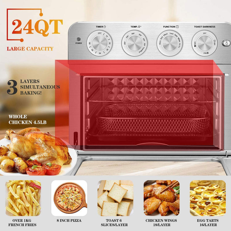 Geek Chef 1700W Stainless Steel Toaster Oven Air Fryer Convection Oven, Silver