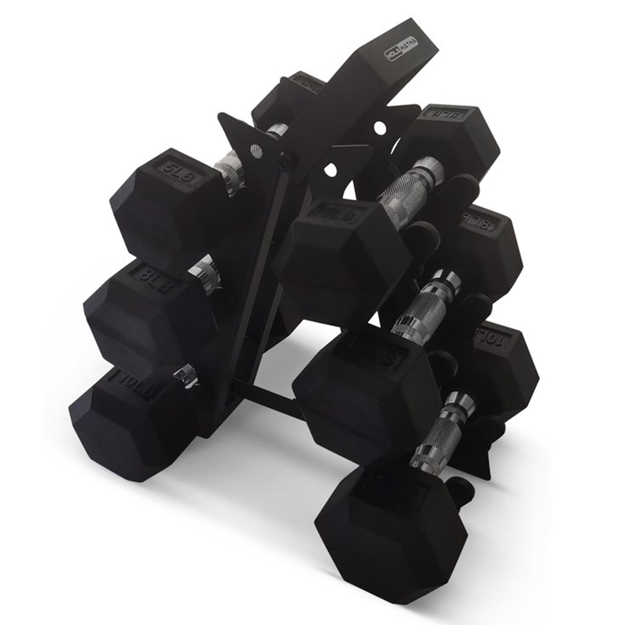 Hexagonal Dumbbell Free Hand Weight Set w/ Rack, 5, 8, & 10 Lbs (Open Box) - VMInnovations