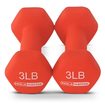 HolaHatha 3, 5, and 8 Pound Dumbbell Hand Weight Set with Storage Rack, Multi