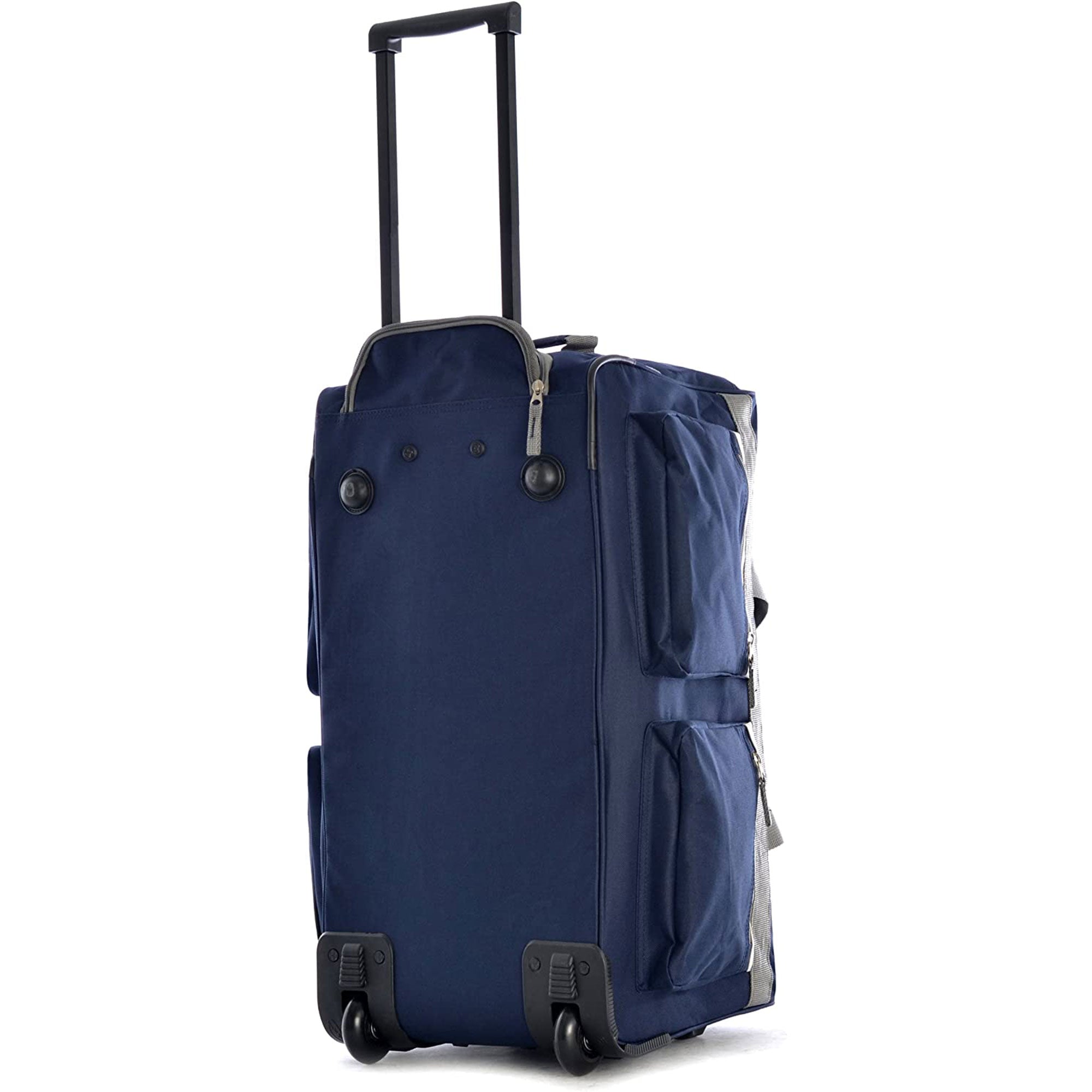 Olympia 29 Inch 8 Pocket U Shape Rolling Duffel Bag w/ Retractable Handle, Navy