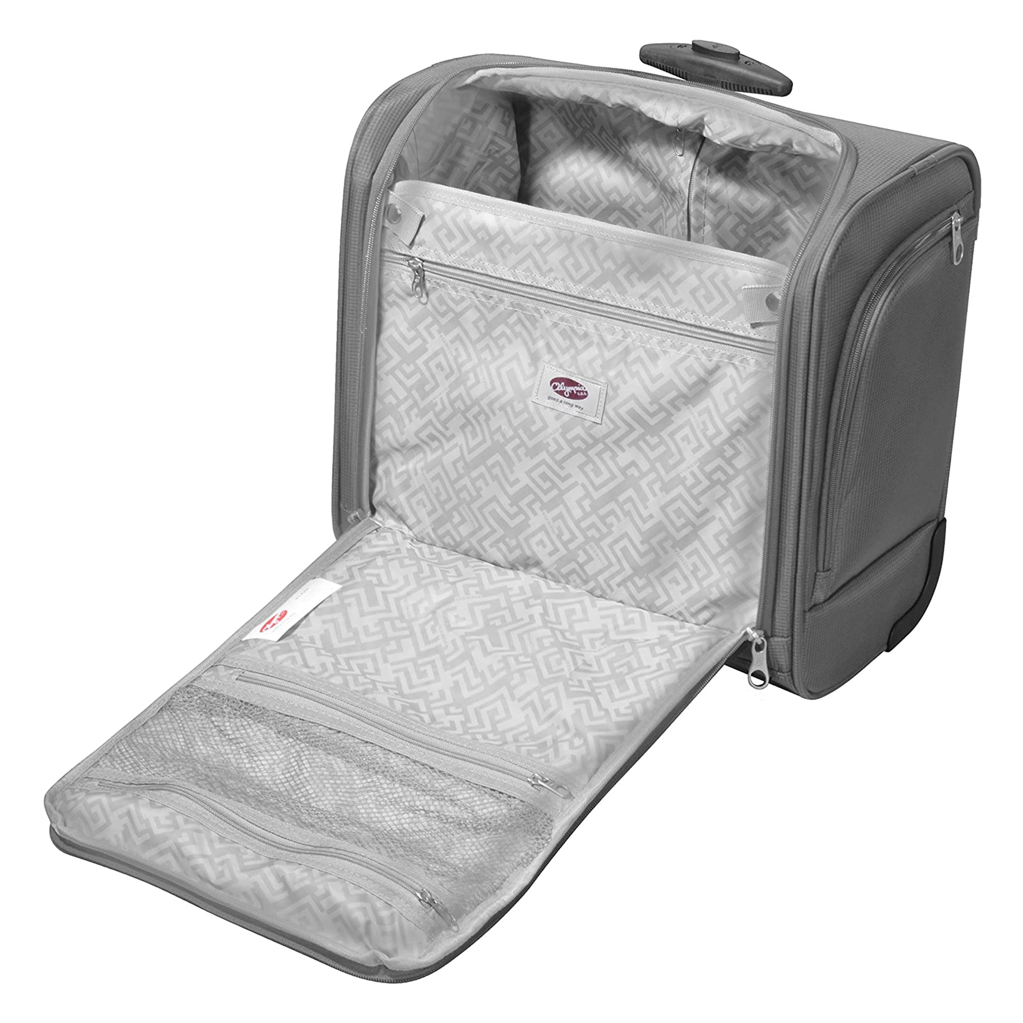 Olympia Lansing Nylon Wheeled Carry On Suitcase w/Divider, Gray - VMInnovations
