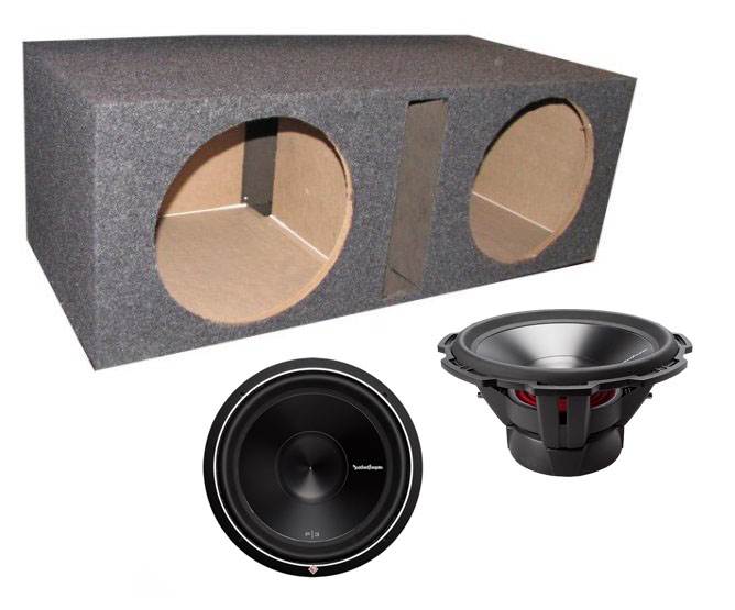 2) ROCKFORD FOSGATE P3D2-15 15" 1200 Watt 2-Ohm Car Audio Subwoofers + Sub Box