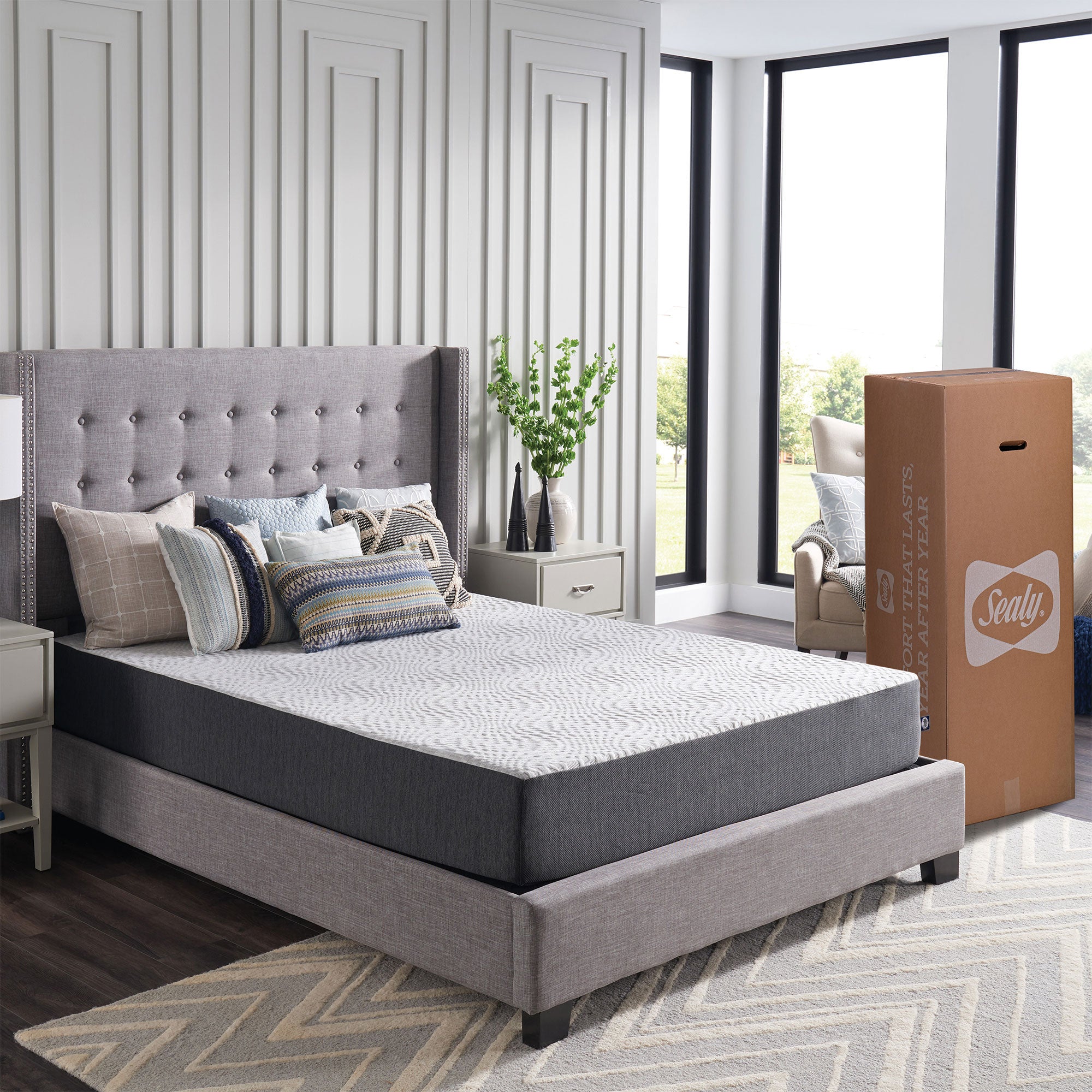 Sealy F03-00155-TX0 Essentials 10 Inch Hybrid Mattress in a Box, Twin XL, White