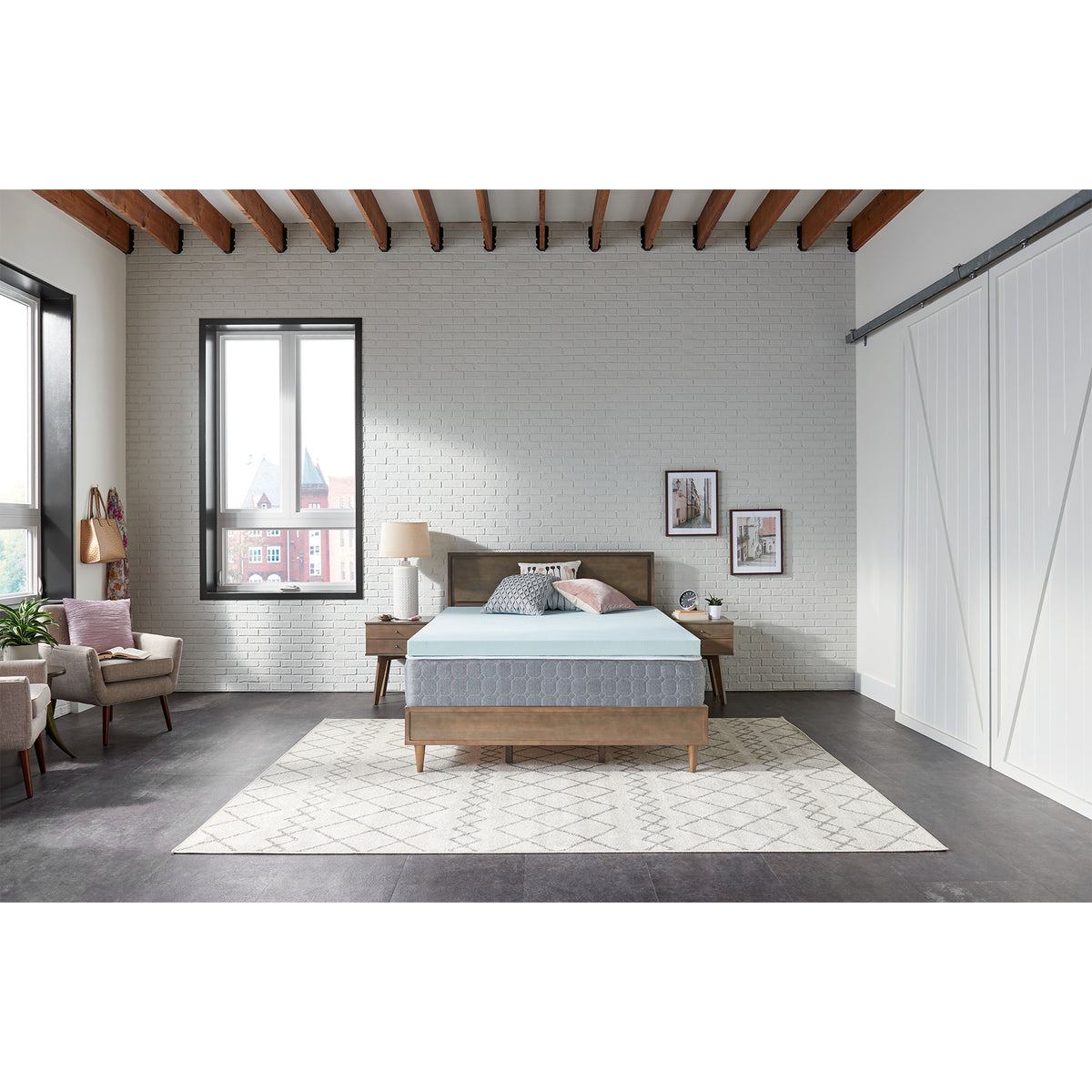 Sealy Blue Swirl TrueForm 2 Inch Support Gel Memory Foam Mattress Topper, King