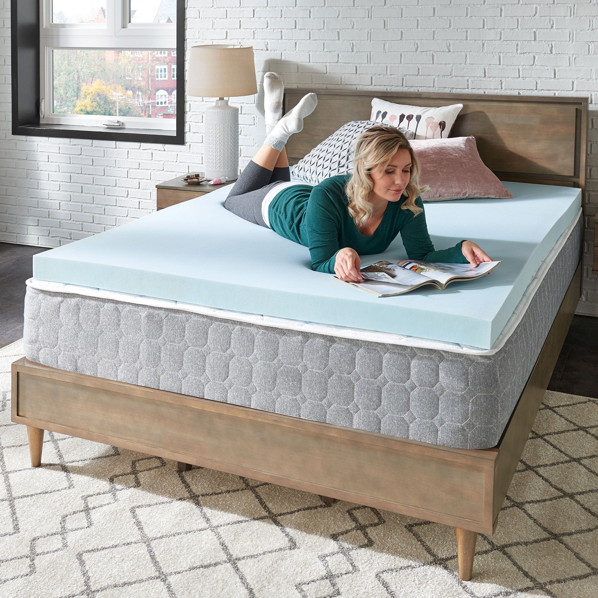 Blue Swirl 3in TrueForm Memory Foam Gel Infused Mattress Topper, Full (Open Box) - VMInnovations
