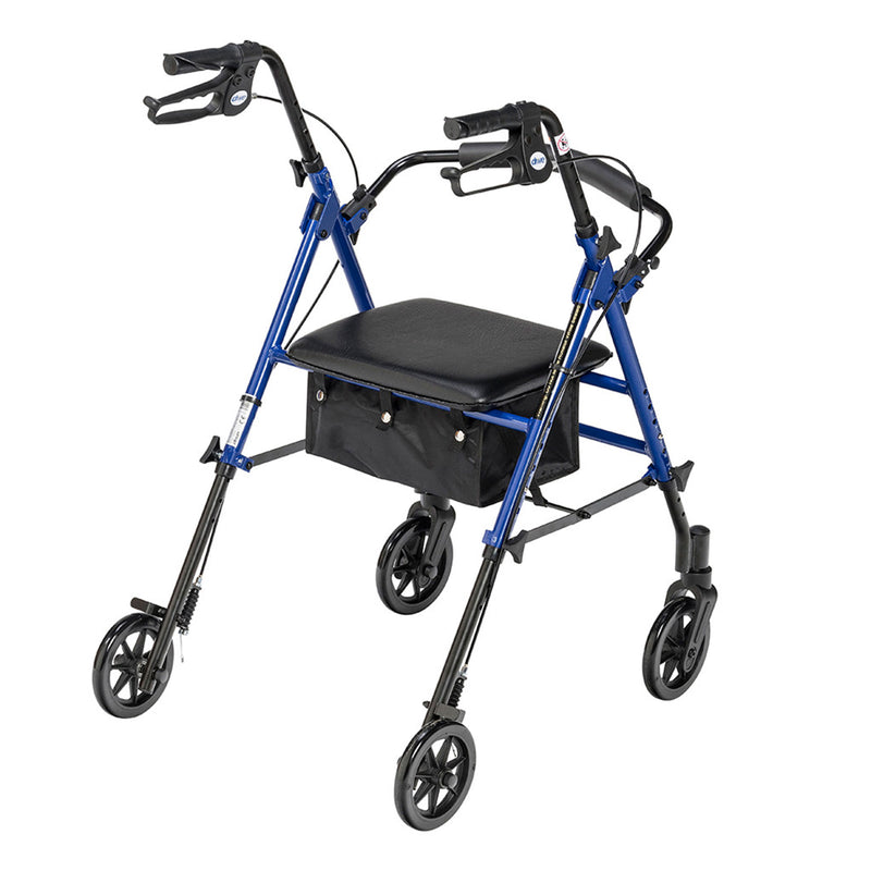 Drive Medical Adjustable Height Aluminum Frame Rollator w/ 6 Inch Casters, Blue