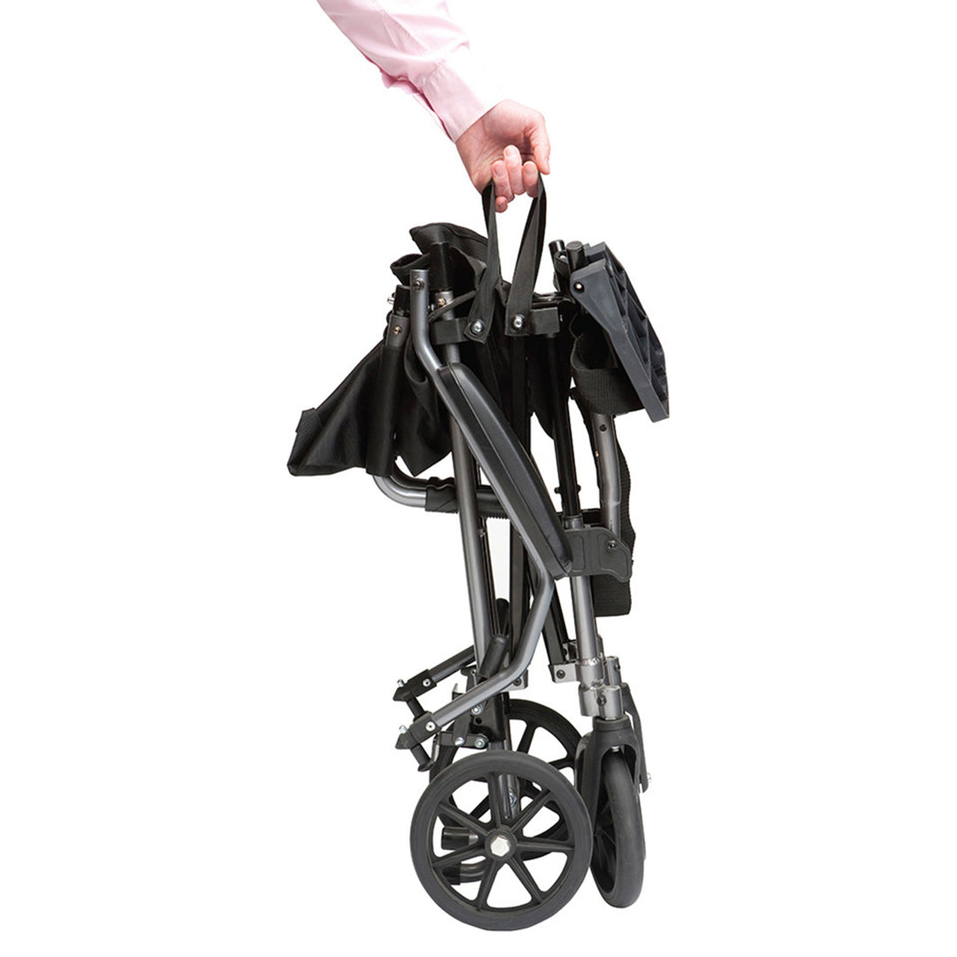Drive Medical Travelite Aluminum Frame Transport Wheelchair Chair with Carry Bag - VMInnovations