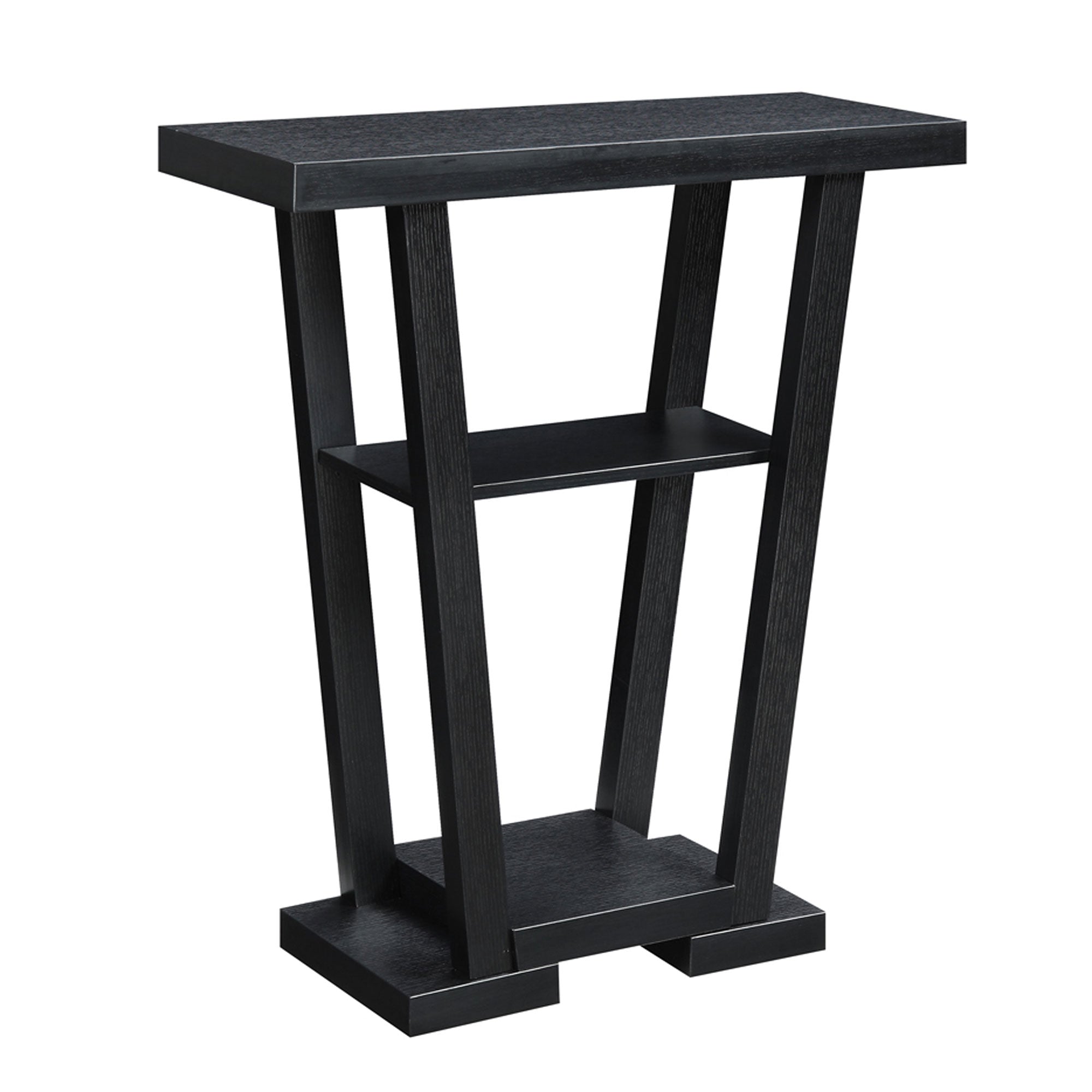 Convenience Concepts Newport V 32 Inch Wide 3 Tier Hallway Console Table, Black
