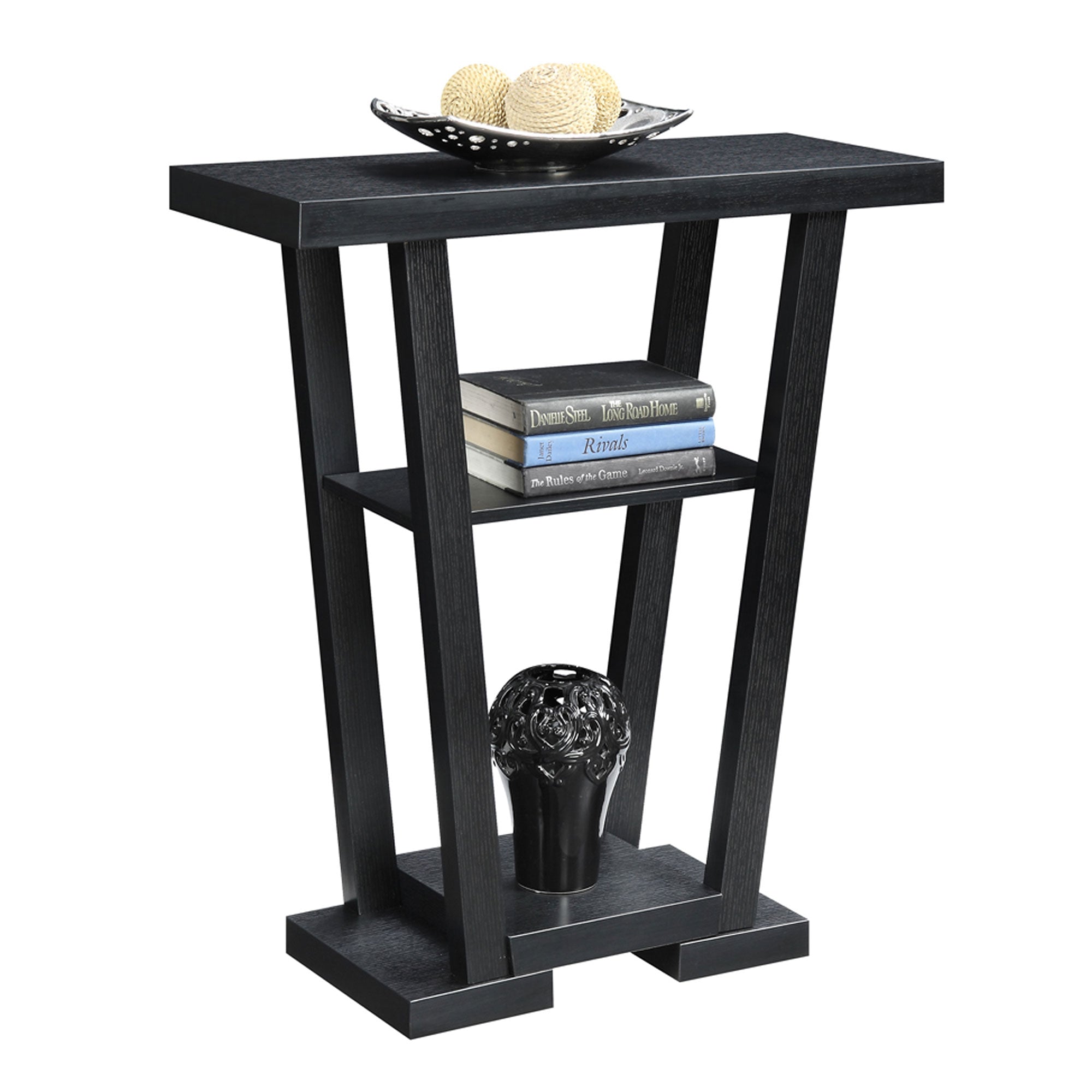 Convenience Concepts Newport V 32 Inch Wide 3 Tier Hallway Console Table, Black