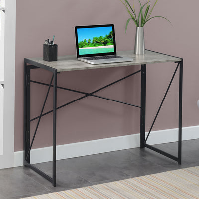 Convenience Concepts 39.5" Ergonomic Rectangular Xtra Folding Desk, Birch/Black