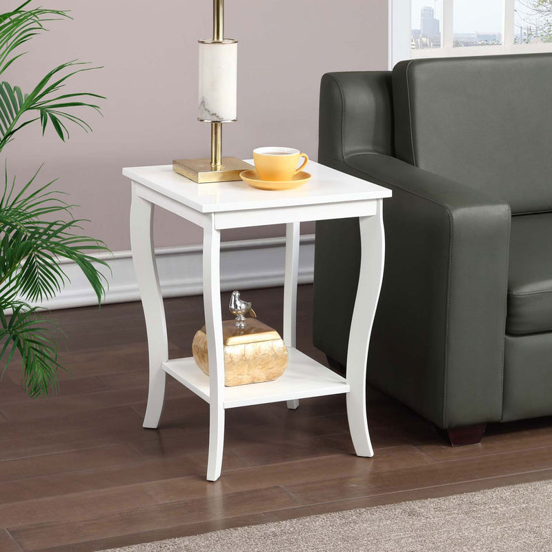 Convenience Concepts American Heritage Square Wood Sofa & Couch End Table, White