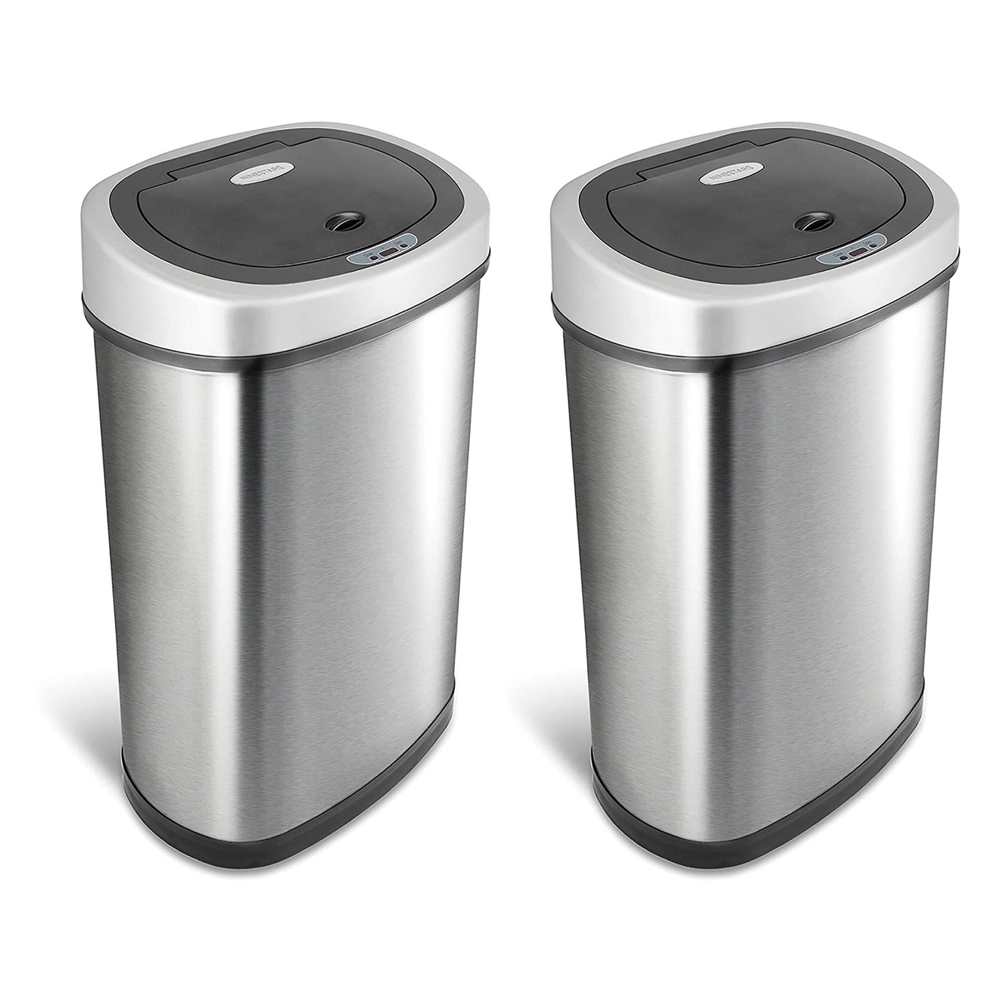 NINESTARS 13.2 Gallon Stainless Steel Motion Sensor Garbage Trash Can (2 Pack)