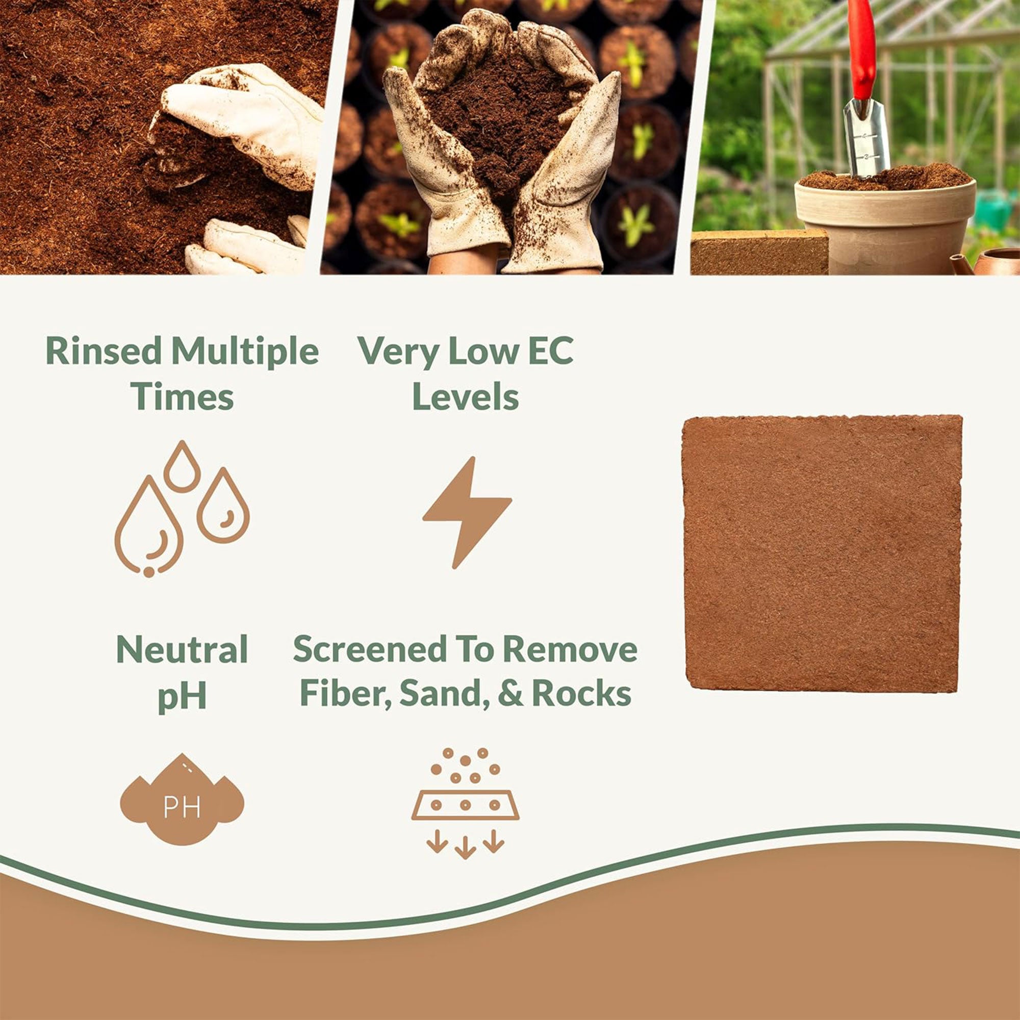 Plantonix Coco Bliss Premium Organic Coconut Coir Pith 10 Pound Bricks (4 Pack)