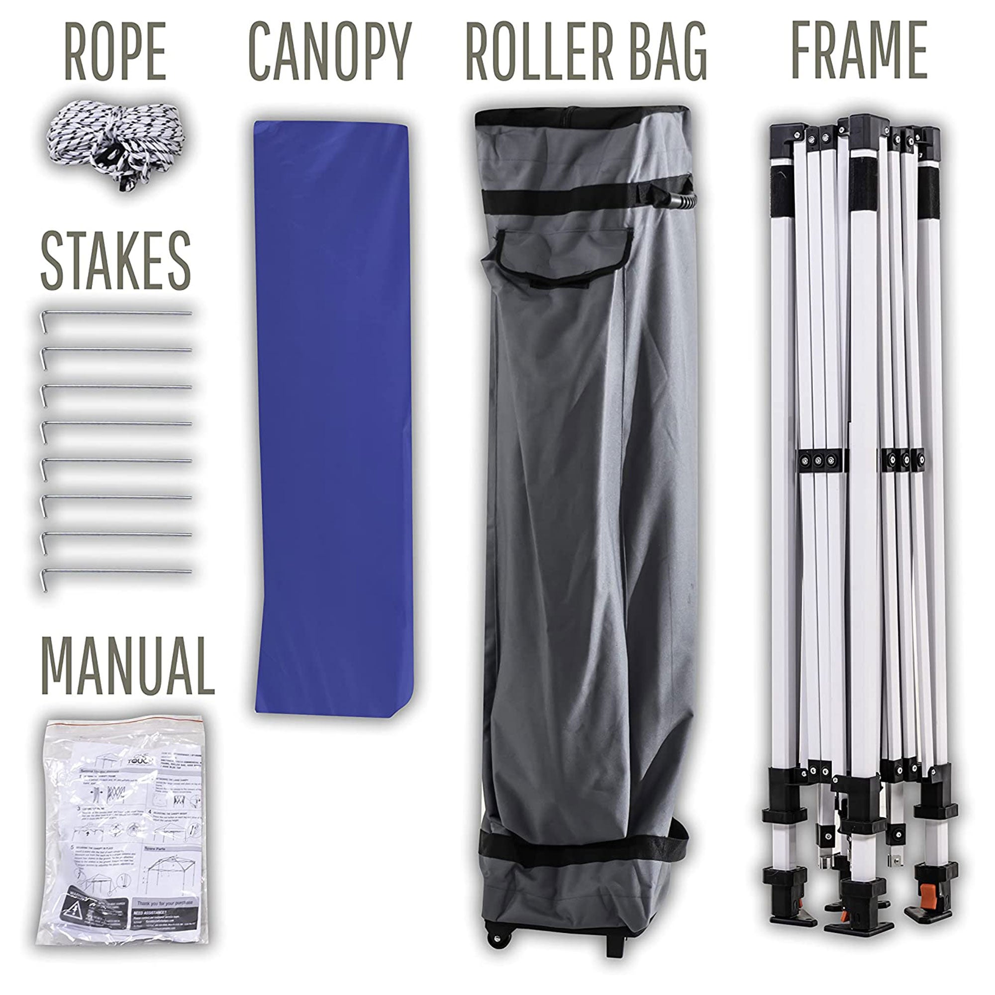 OneTouch 10 Foot x 10 Foot Instant Shade Canopy w/ Center Lock Technology, Blue - VMInnovations