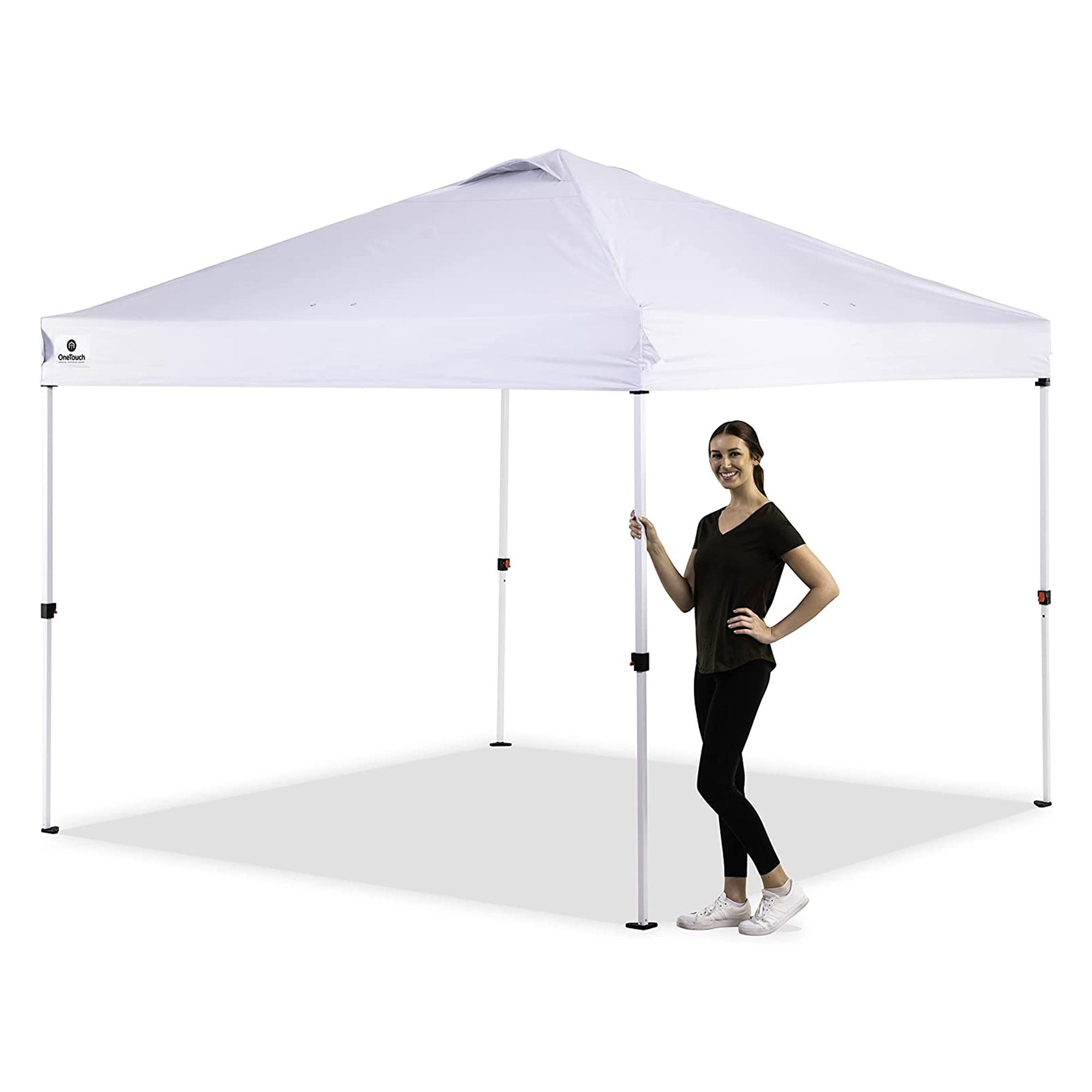 OneTouch 10 Foot x 10 Foot Instant Event Canopy w/ Rail Bars and Sidewall, White - VMInnovations