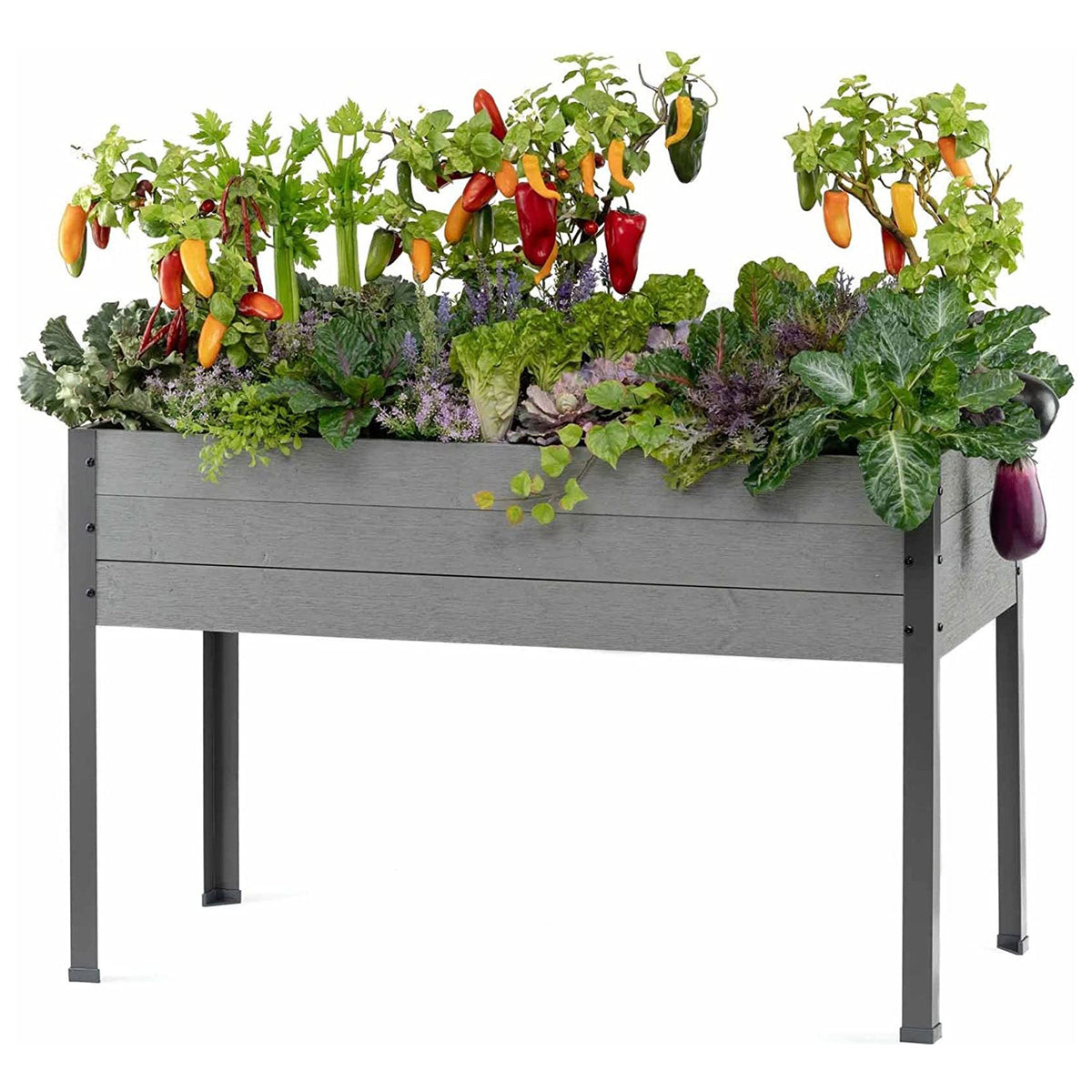 CedarCraft Elevated Spruce Backyard Deck Planter, 21"L x 47"W x 29.5"H, Gray