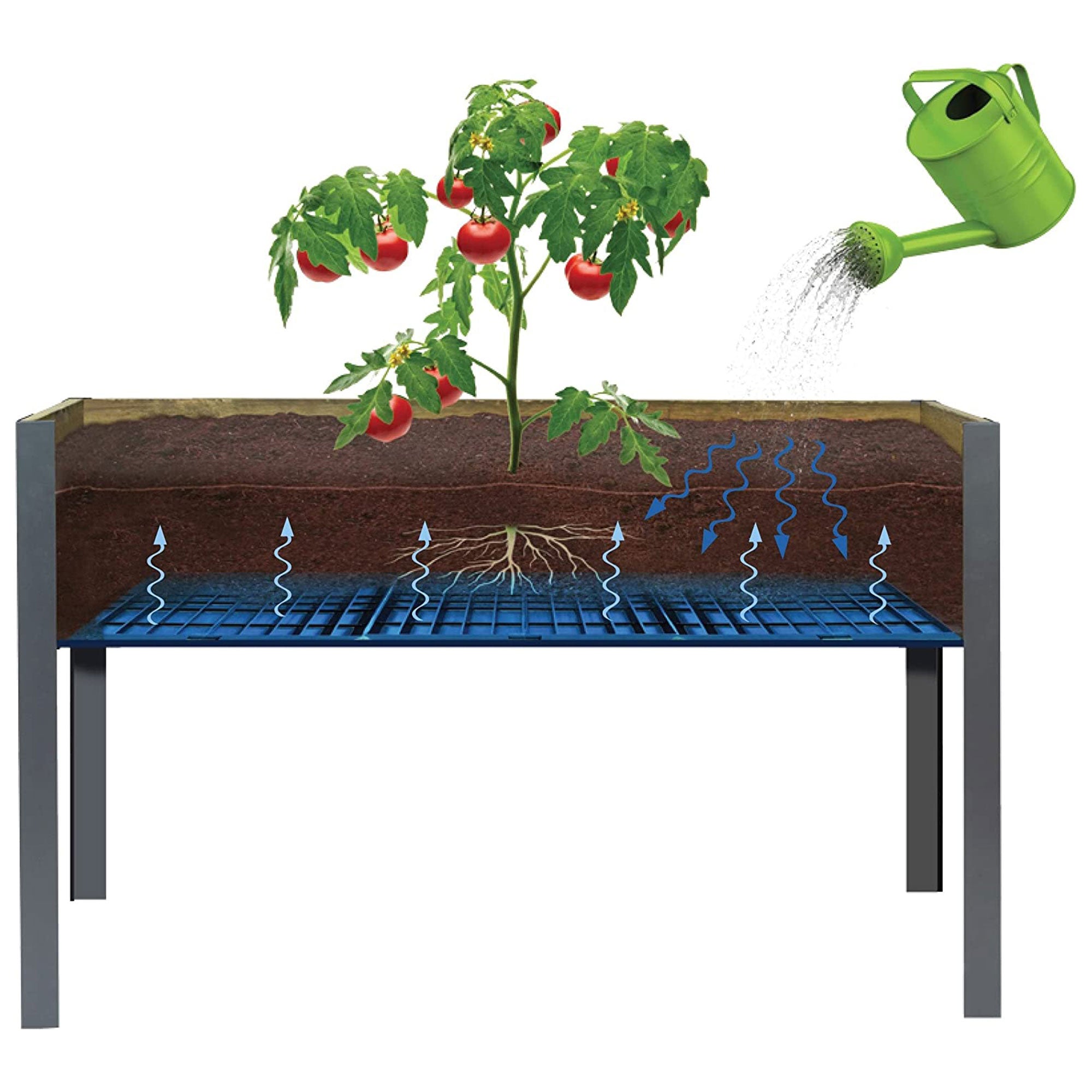 CedarCraft Elevated Spruce Backyard Deck Planter, 21"L x 47"W x 29.5"H, Gray