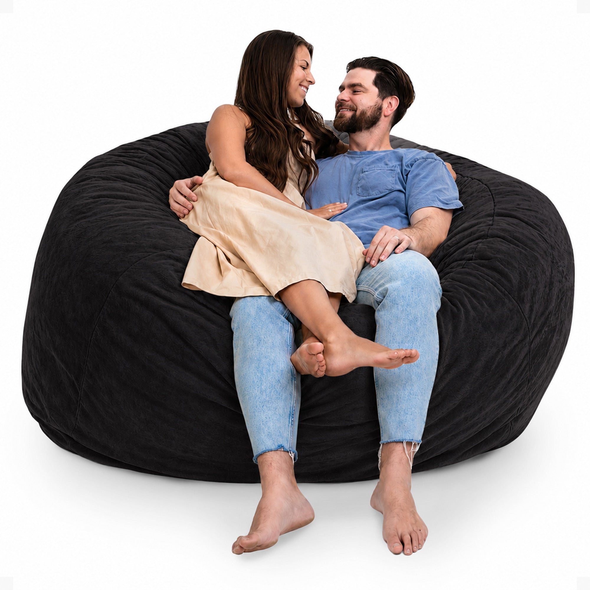 Ultimate Sack 6000 6 Foot Foam Pre-Filled Fur Cover Bean Bag Chair, Charcoal