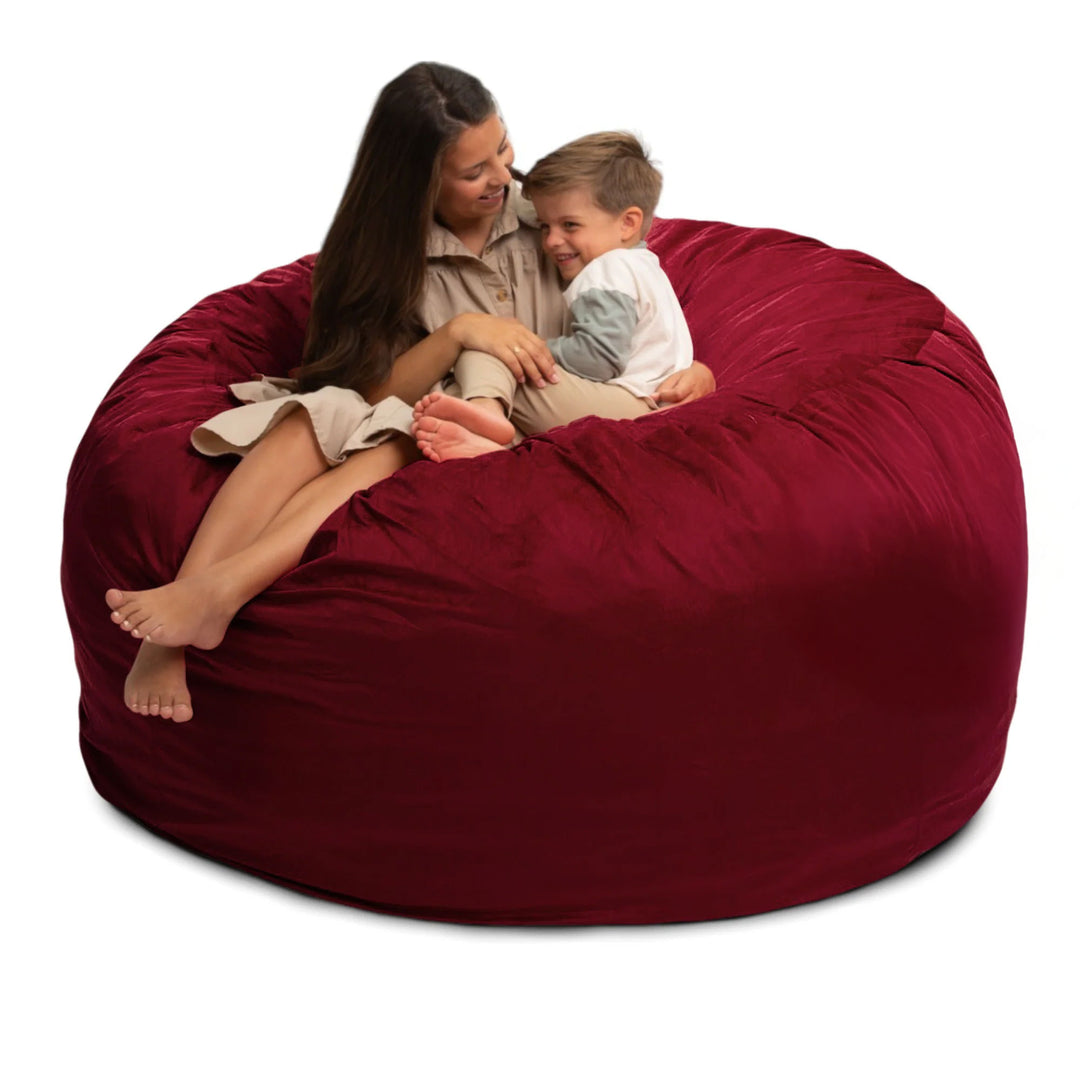 Ultimate Sack 6ft Bean Bag Chair, Oversized Indoor Comfy Lounger, Burgundy Suede - VMInnovations