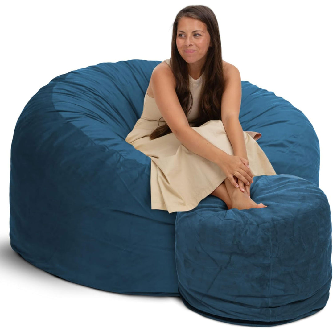 Ultimate Sack 5ft Bean Bag Chair and Footstool, Oversized Lounger, Cloud Suede