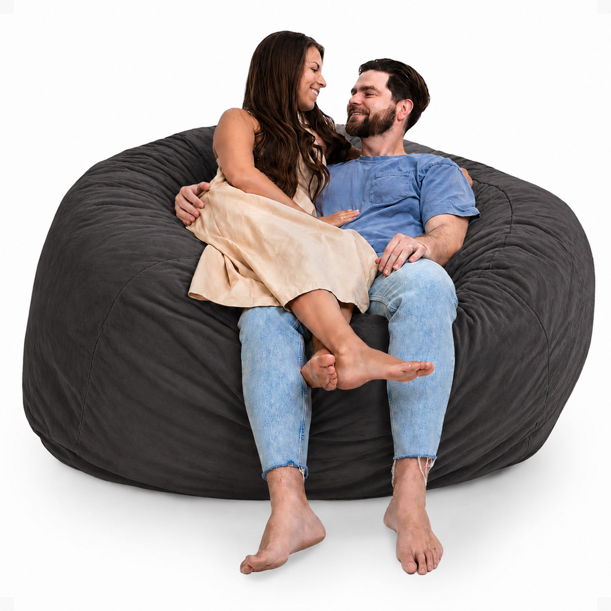 Ultimate Sack 6ft Bean Bag Chair, Oversized Indoor Comfy Lounger, Grey Suede
